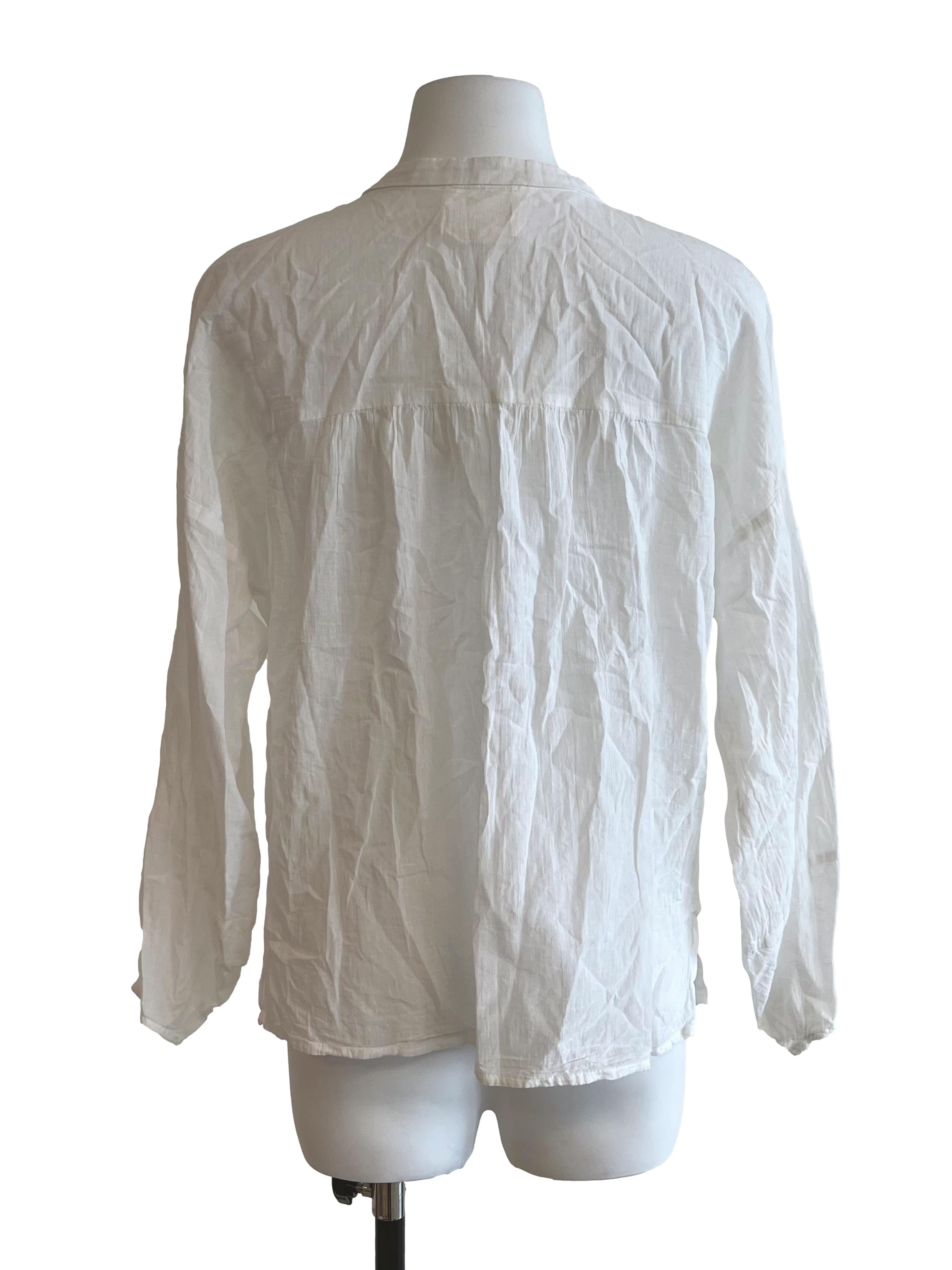 White Button Down Sheer Blouse