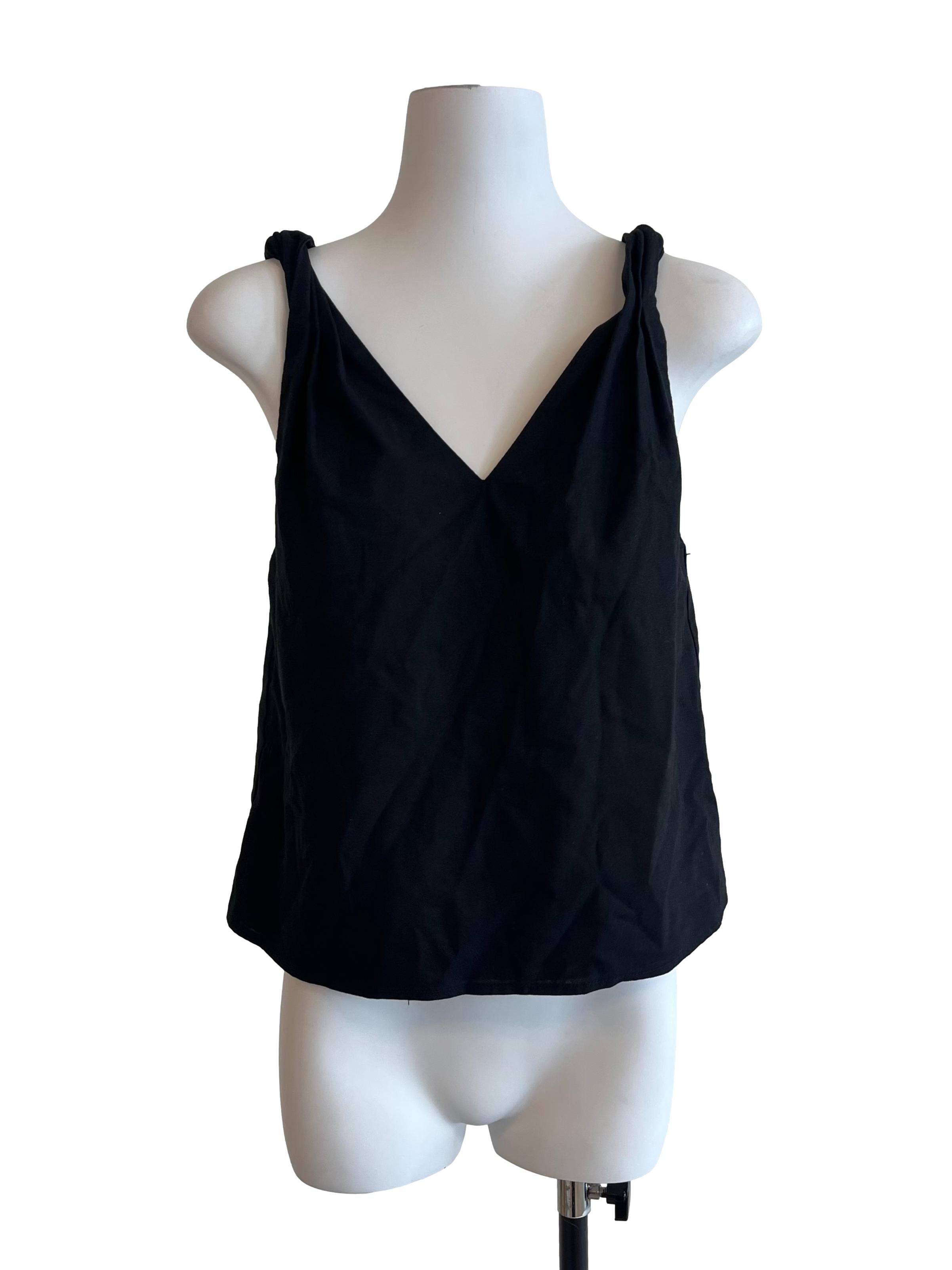 Midnight Black Scrunch Strap Cami Top