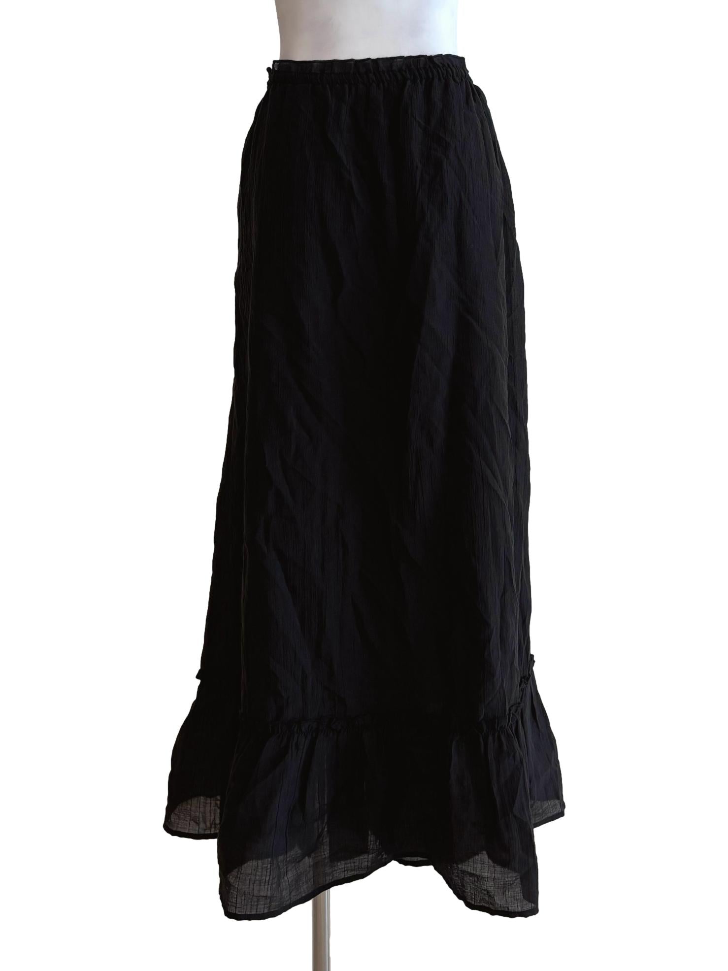 Black Drop Waist Flowy Skirt