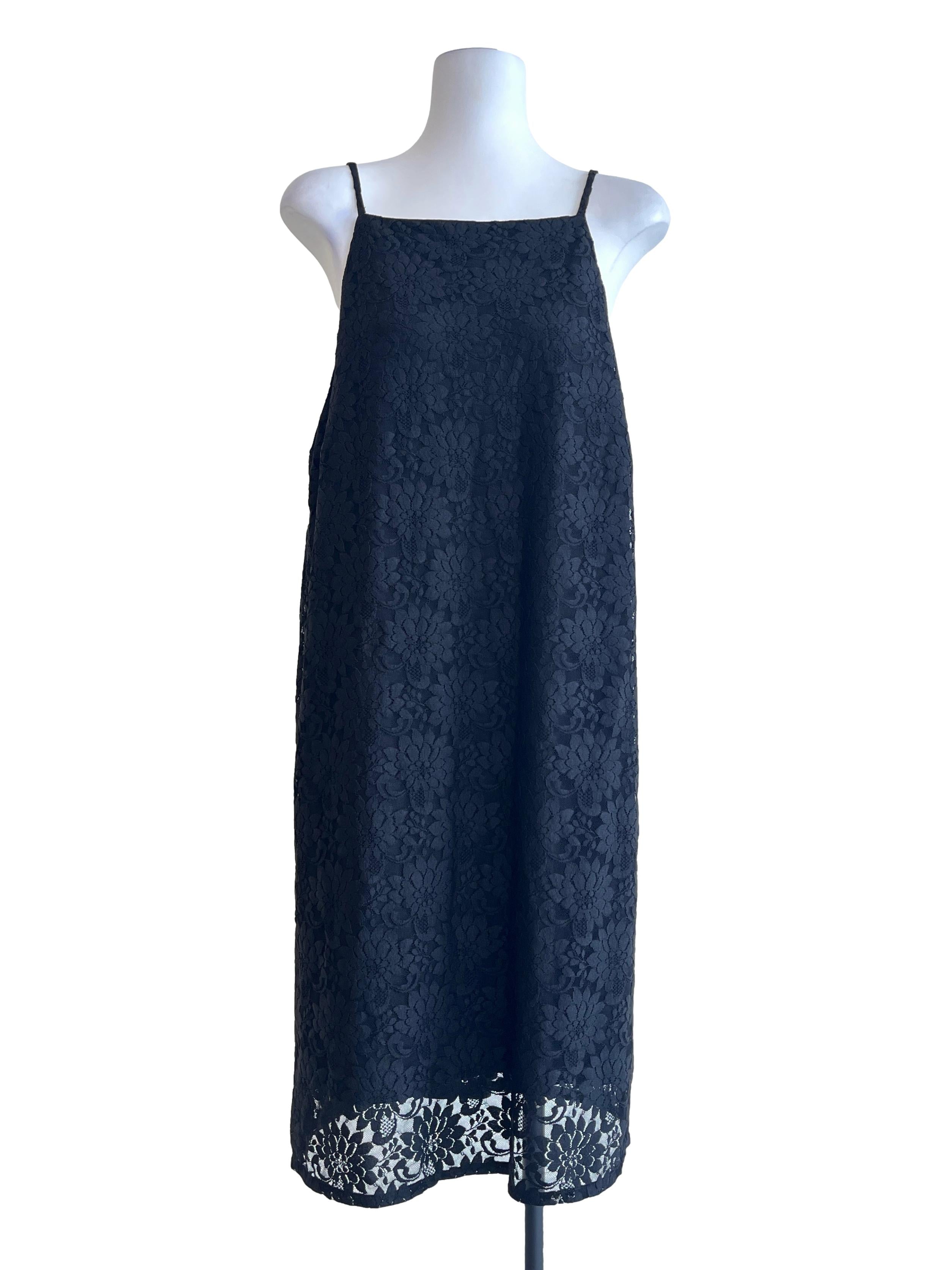Ink Black Straight Across Sleeveless Slip Dress