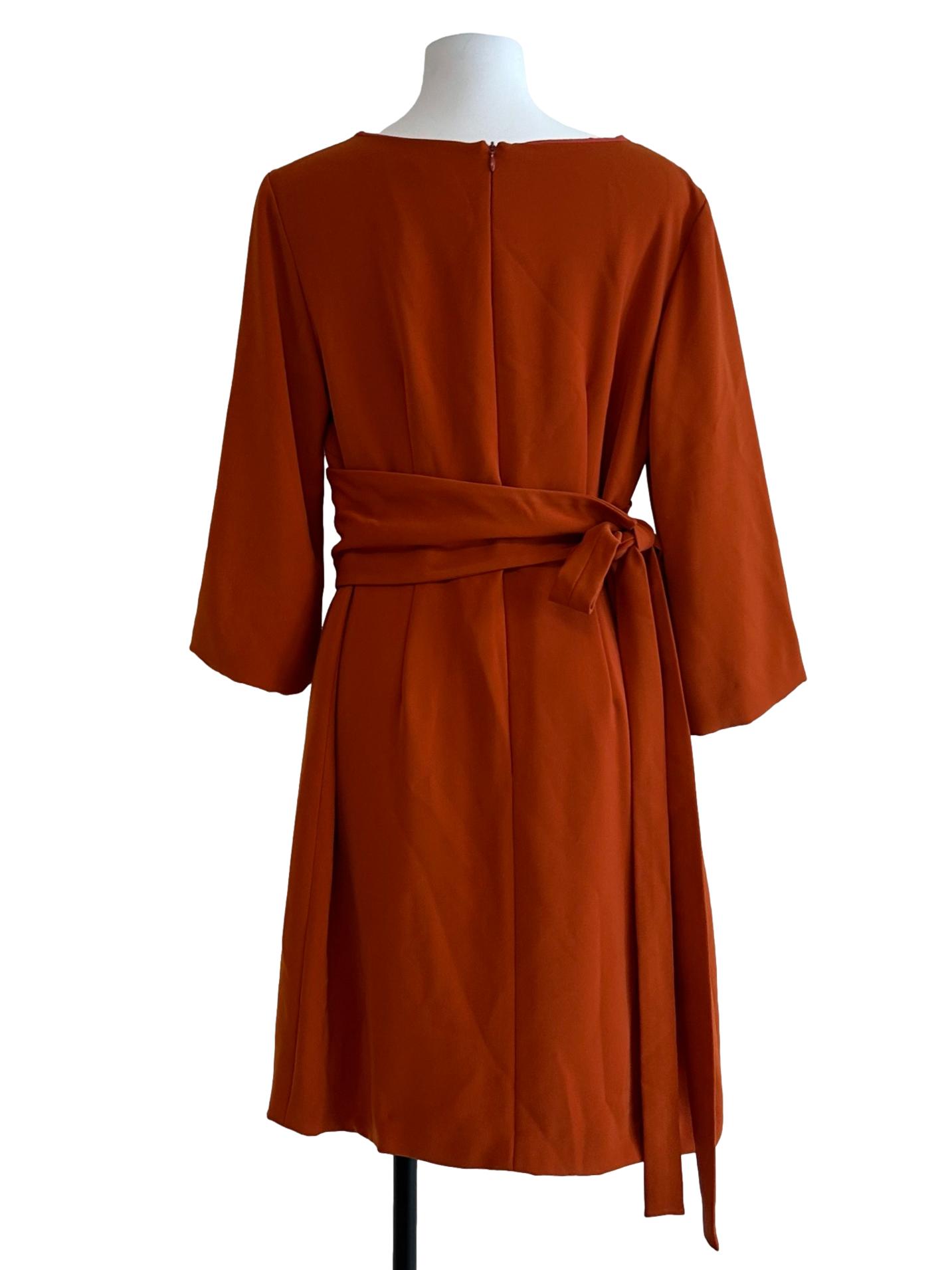 Brick Orange Belted Dress