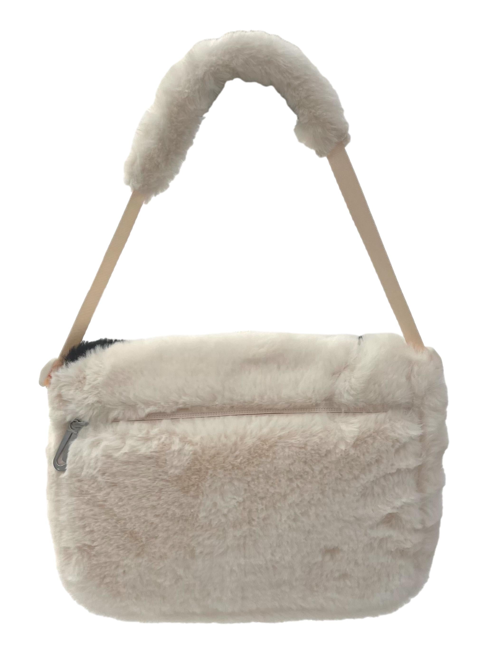 White Faux Fur Sportswear Futura 365 Crossbody Bag CSN