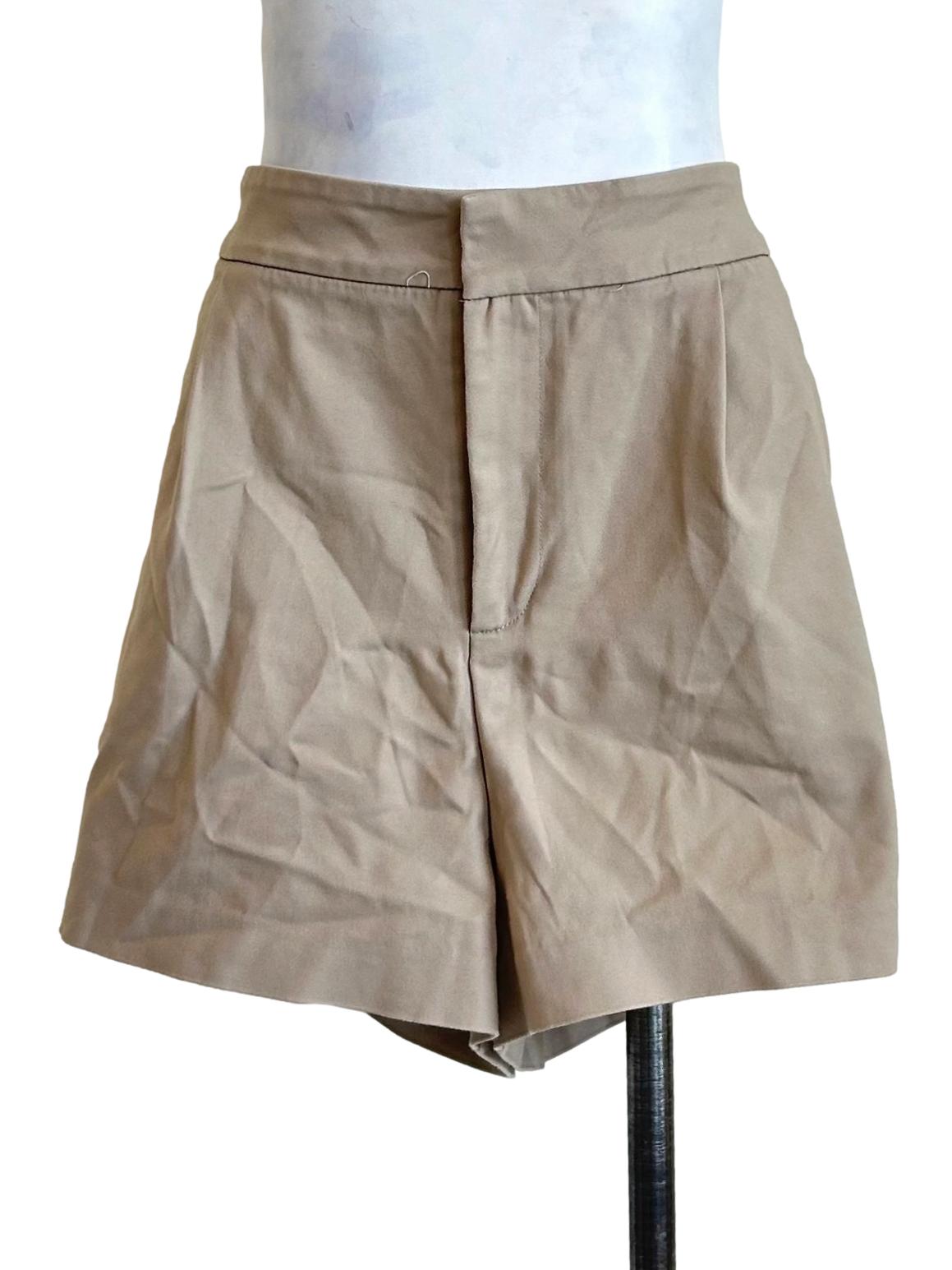 Tan High Waisted Tailored Shorts