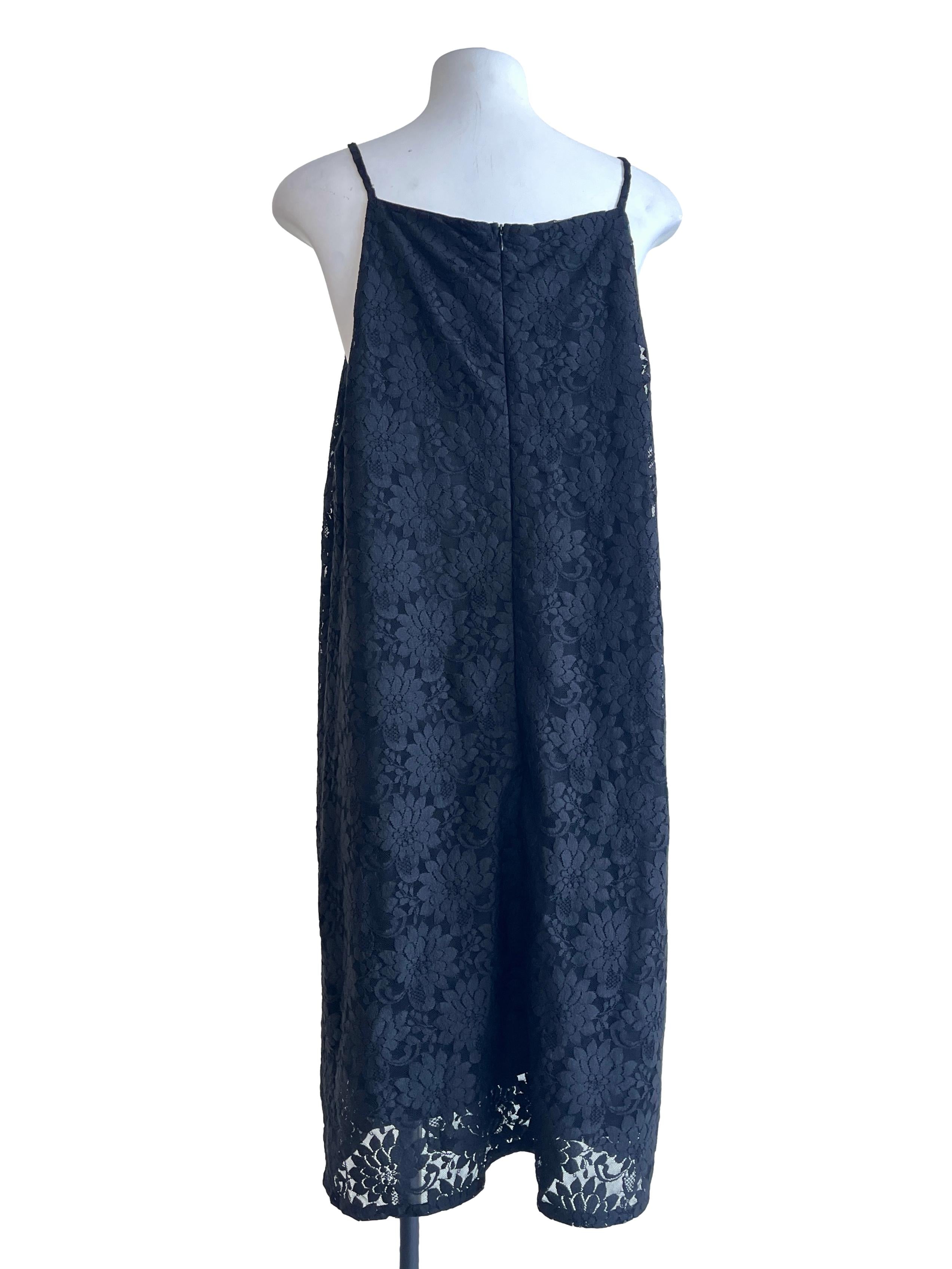 Ink Black Straight Across Sleeveless Slip Dress