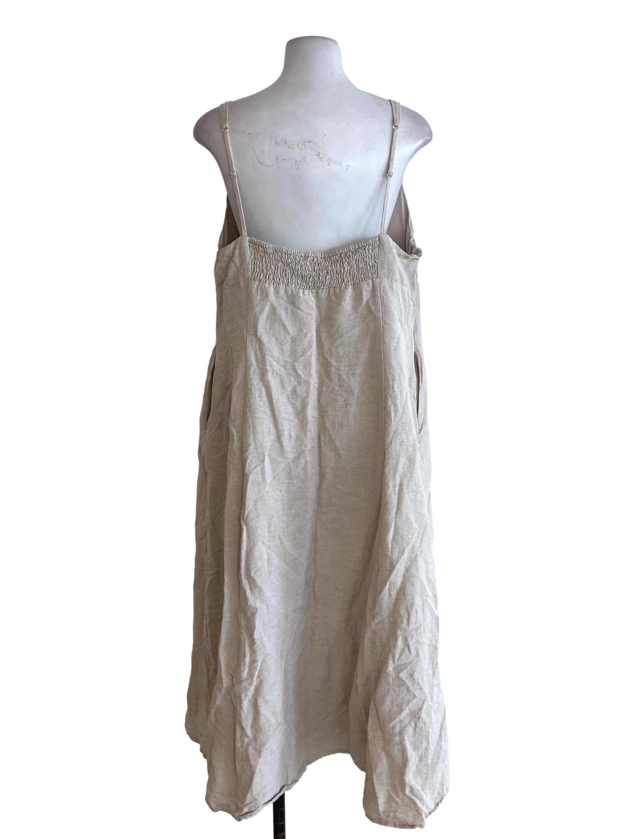 Beige Linen Slip Dress