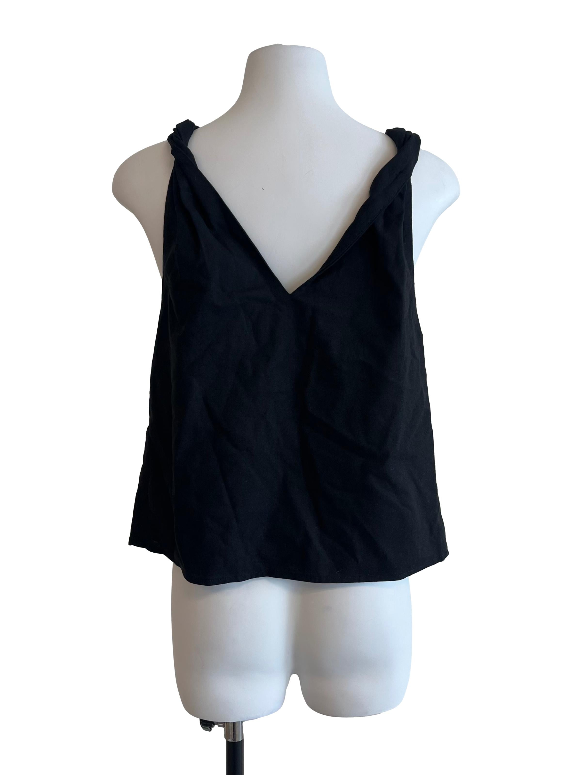 Midnight Black Scrunch Strap Cami Top
