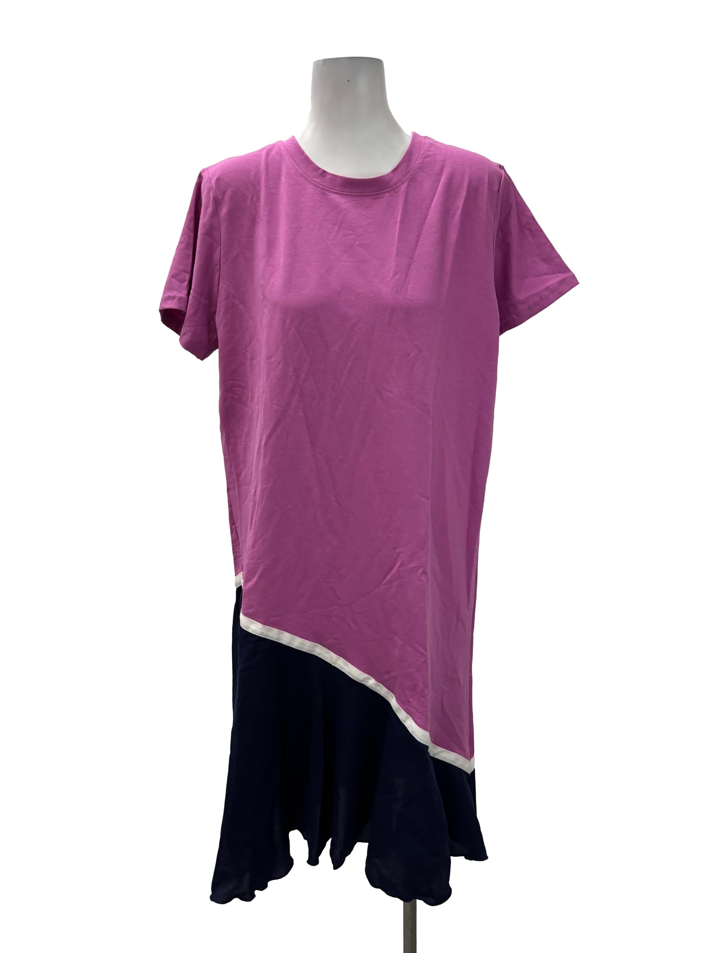 Pink Roundneck Colourblock Dress