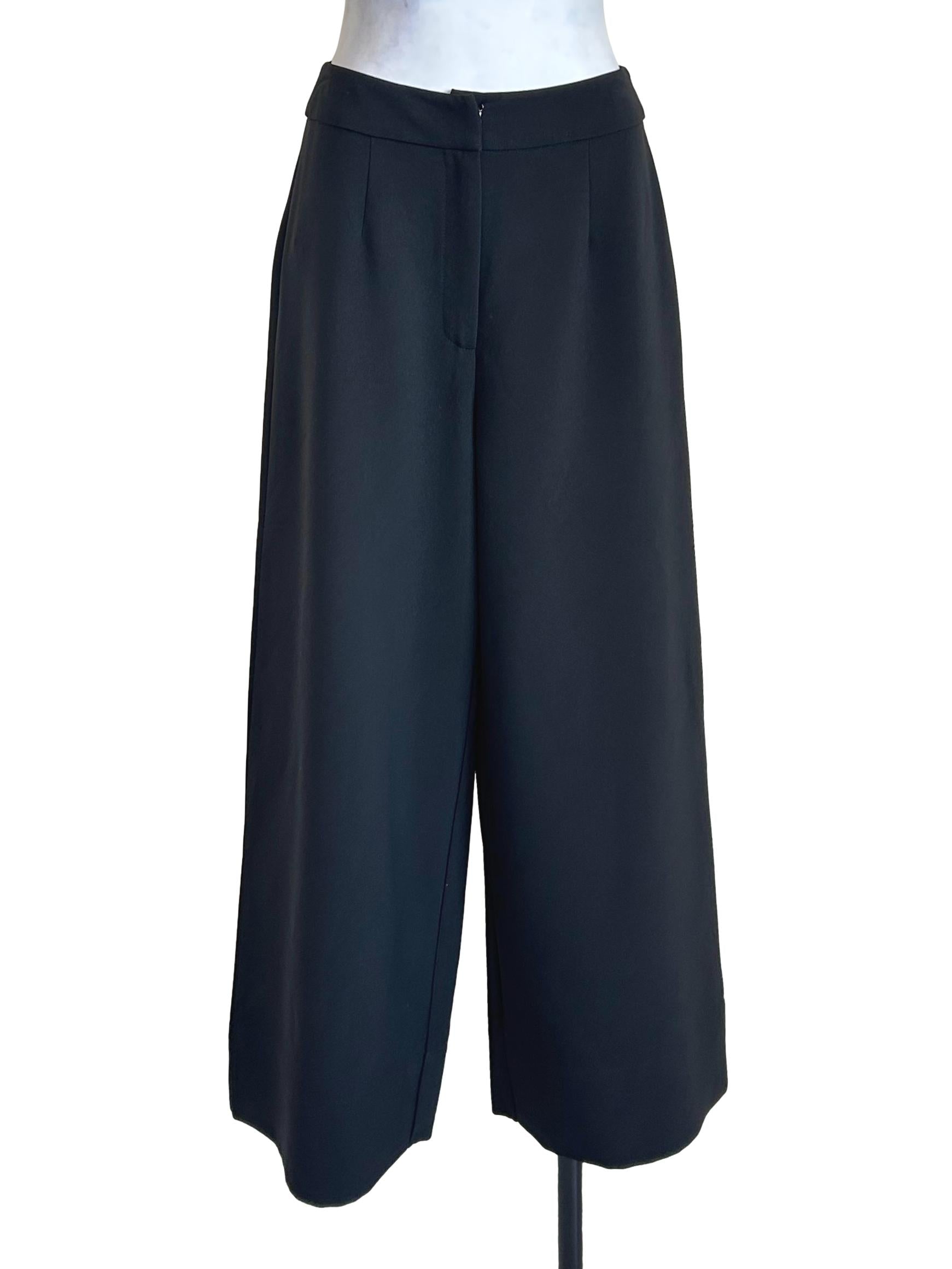 Black Tailored Pleated Wide Trousers