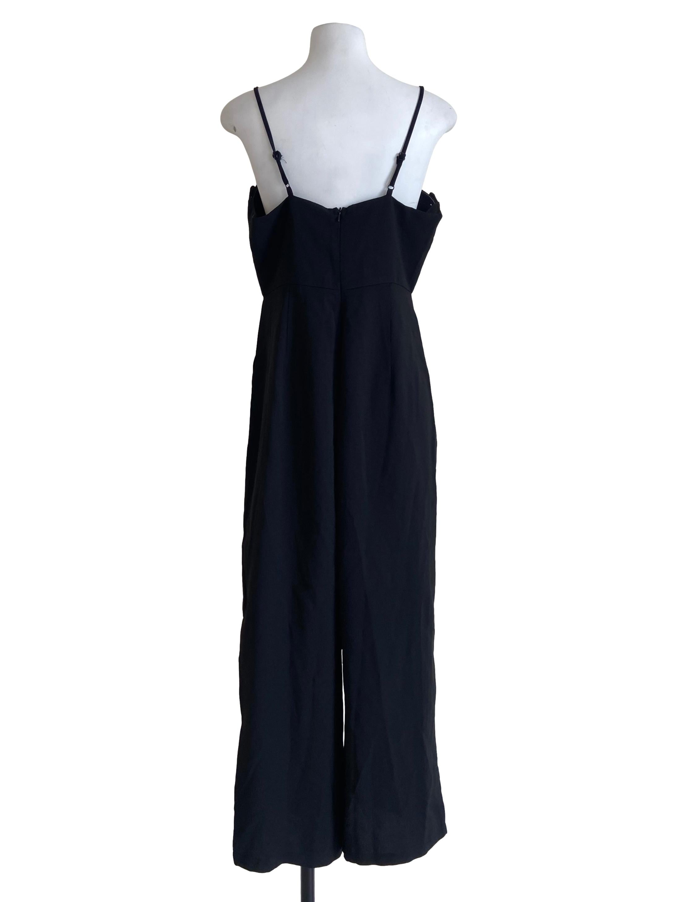 Black Spaghetti Straps Twill Jumpsuit