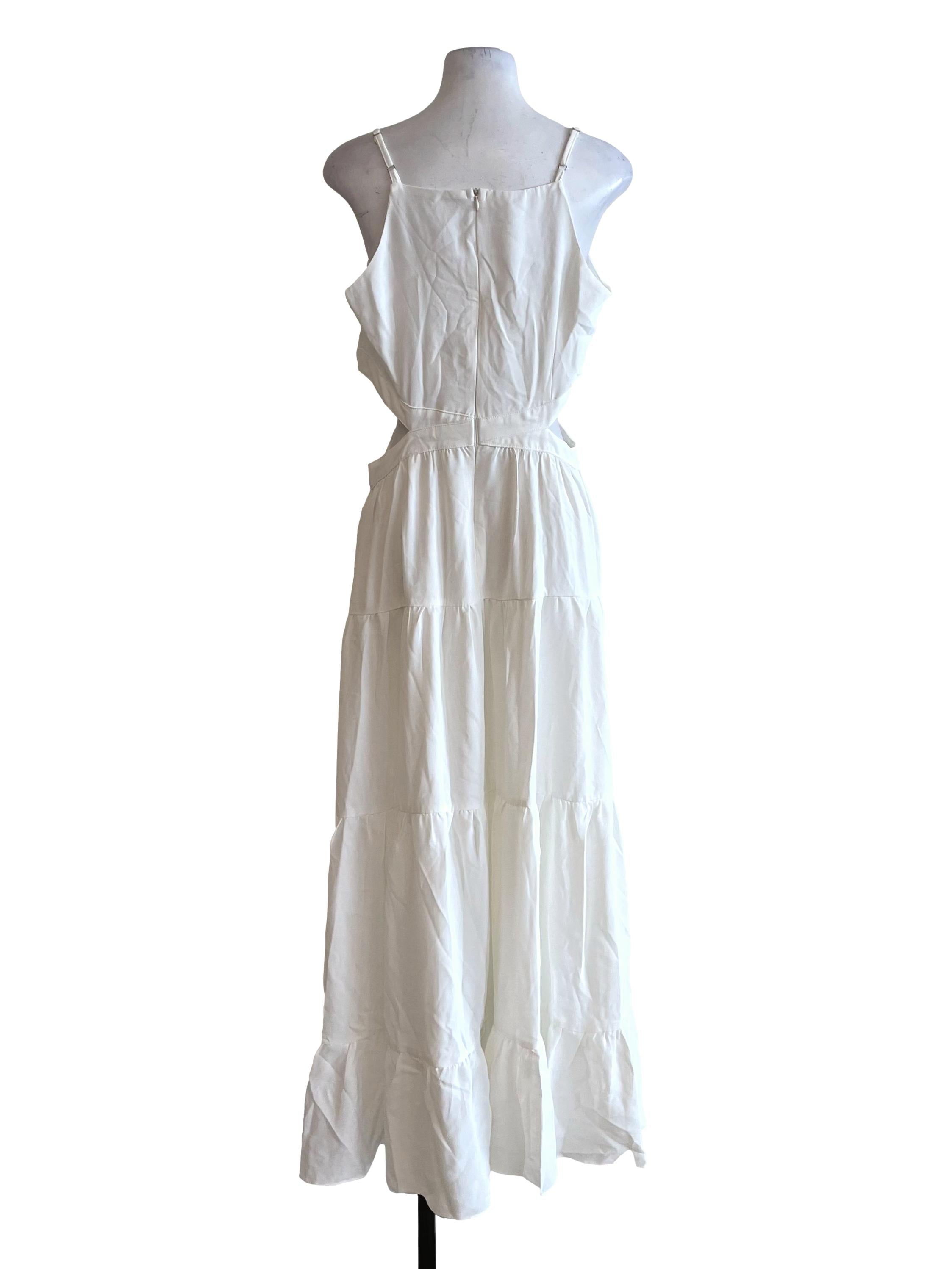 White Open Waist Tiered Dress