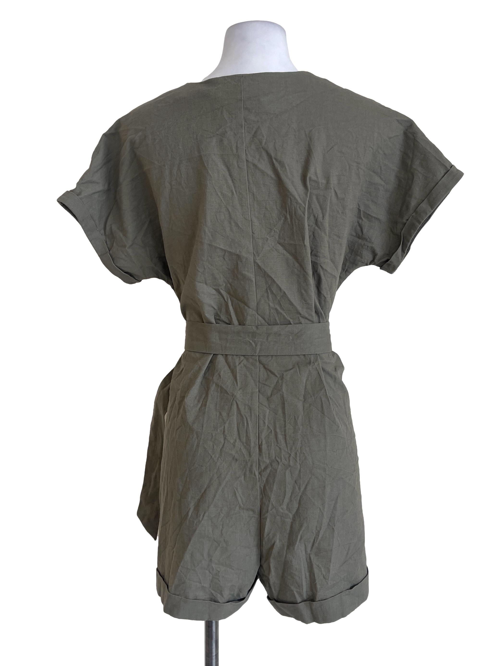 Seaweed Green Button Rompers
