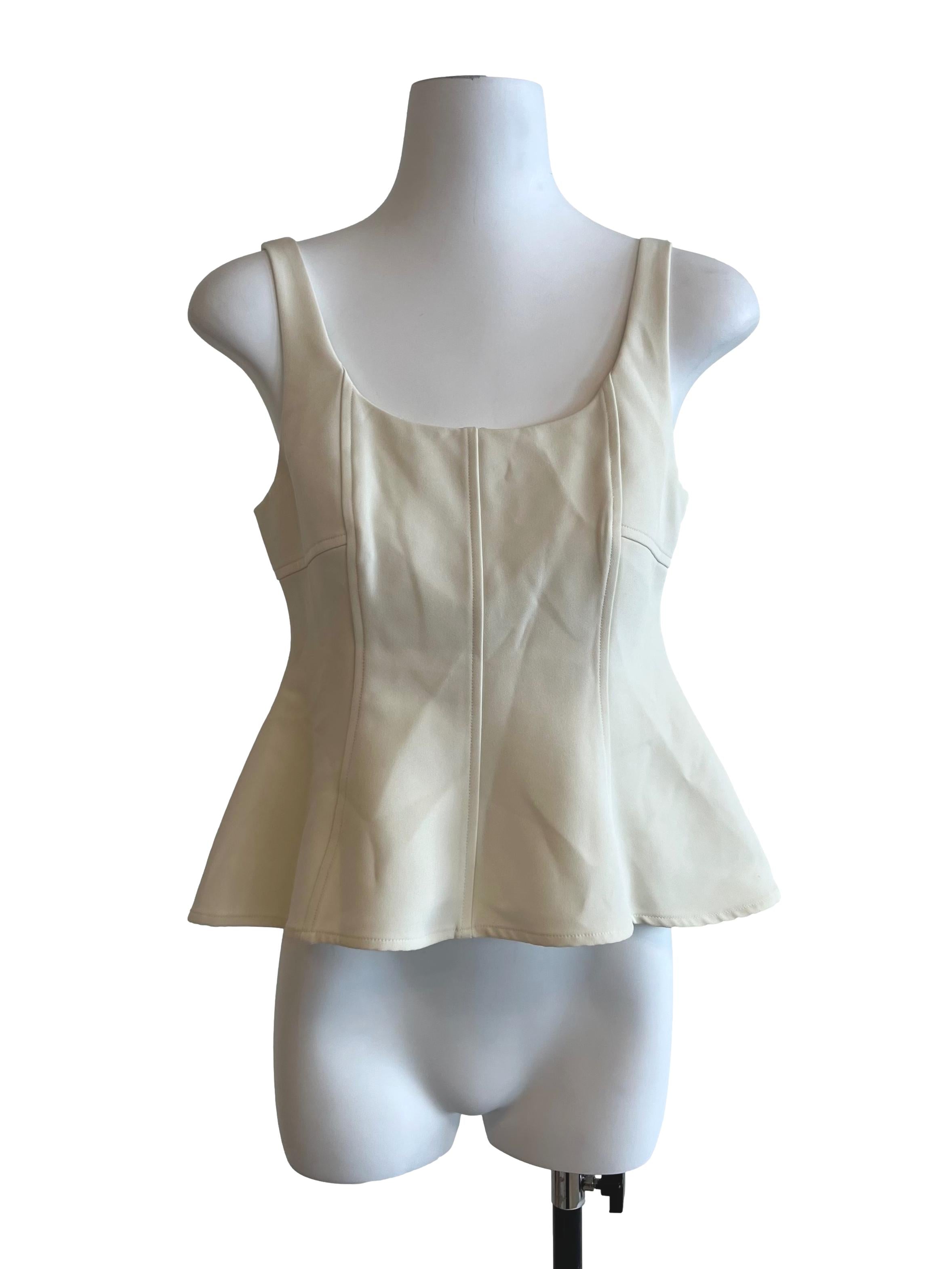 Cream Scoop Neck Peplum Top