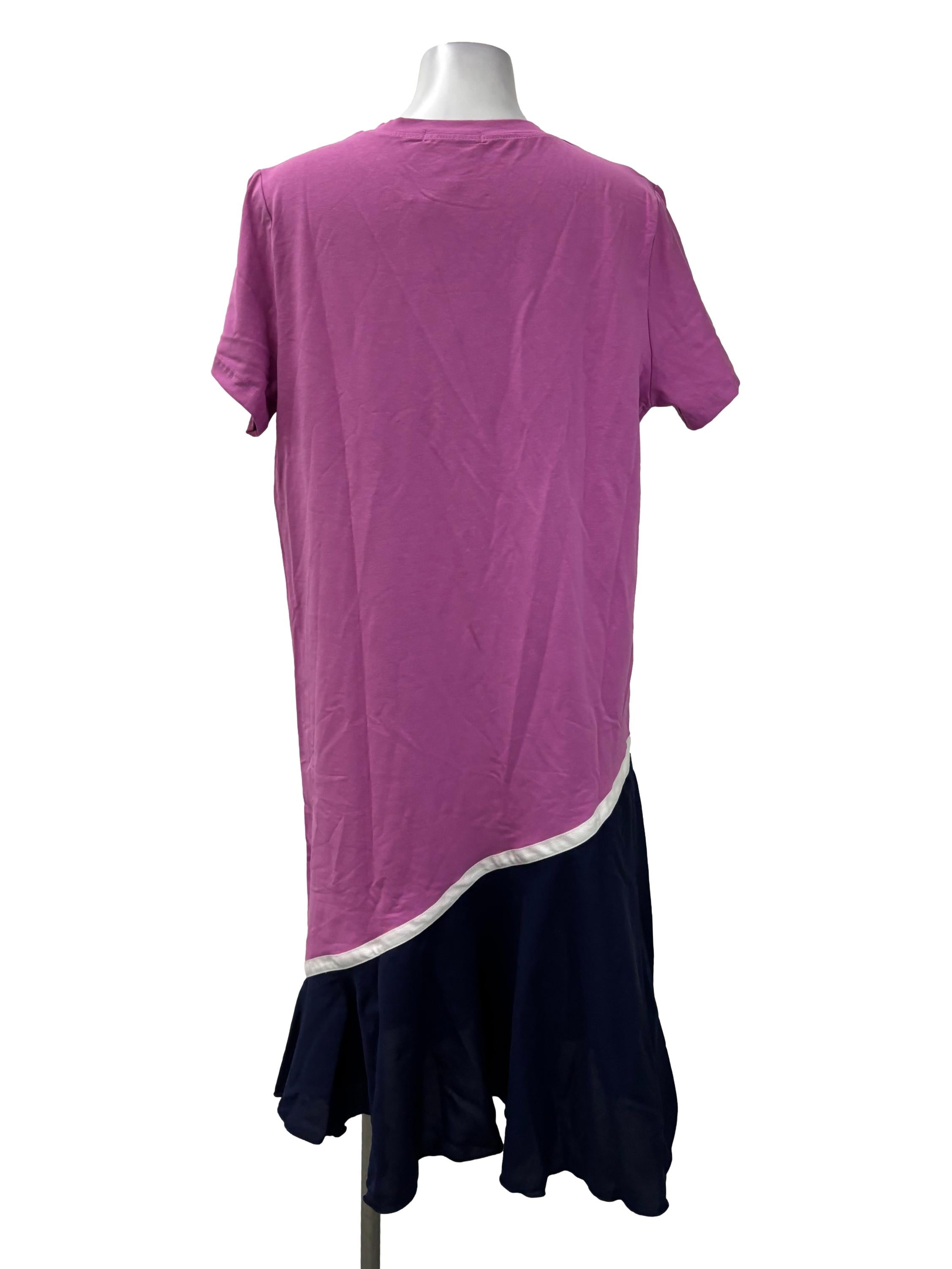 Pink Roundneck Colourblock Dress