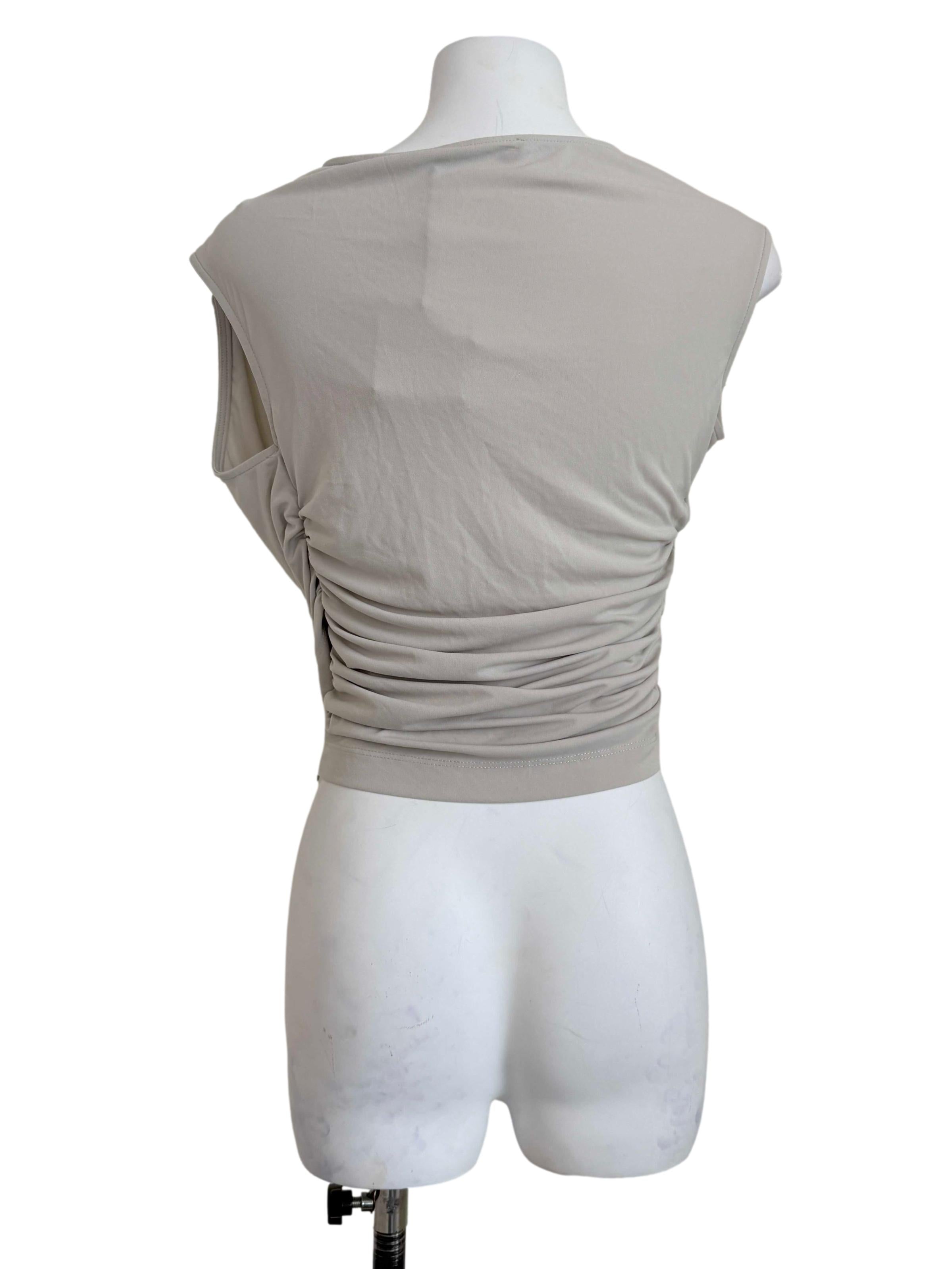 Bone Beige Draped Wrap Top