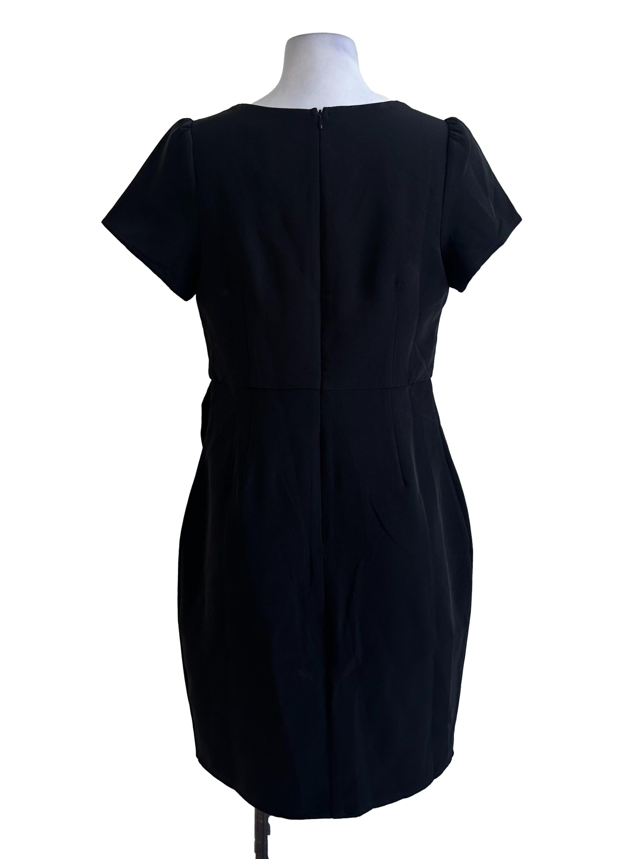 Onyx Black Short Sleeve Drape Dress