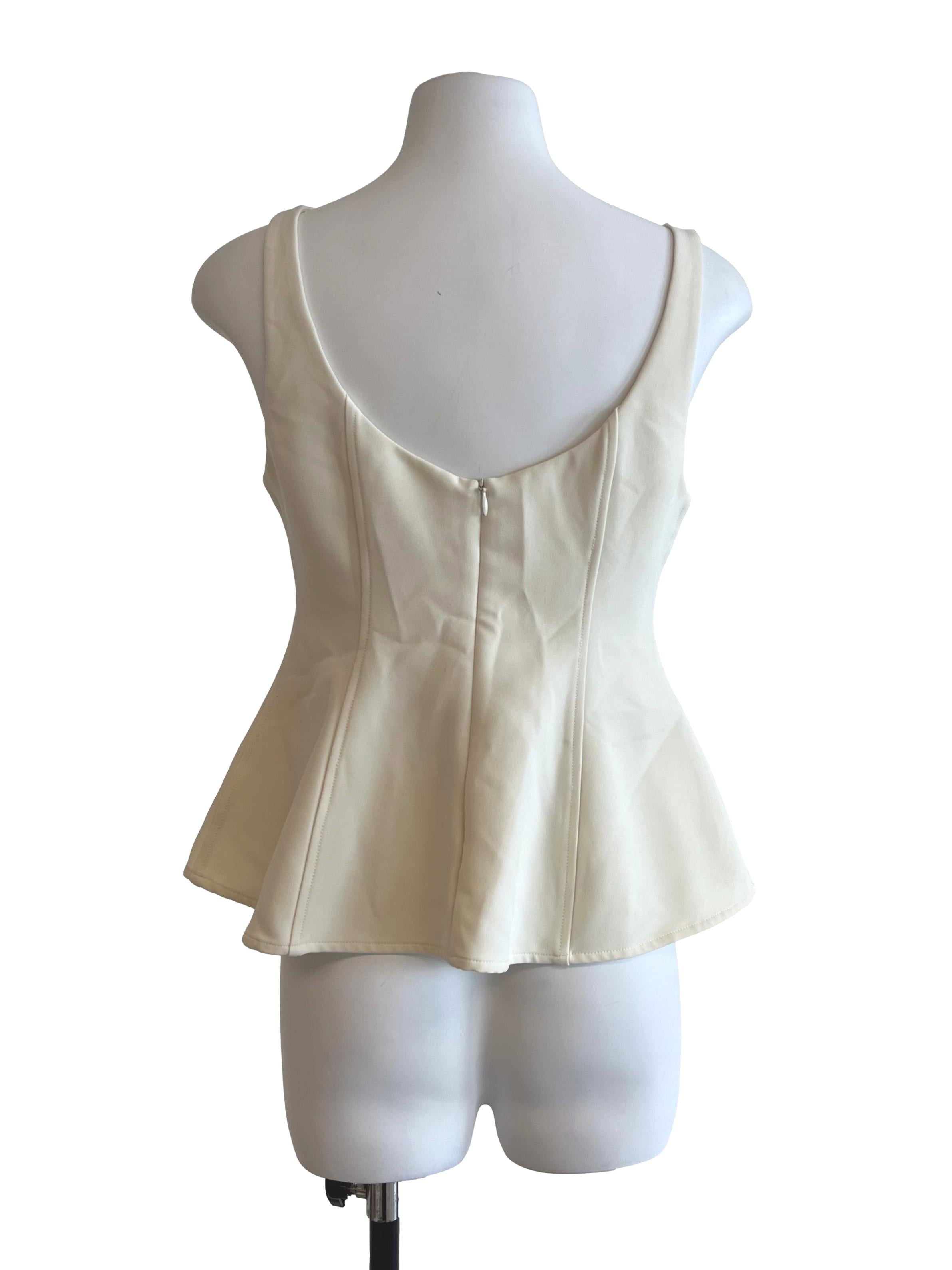 Cream Scoop Neck Peplum Top