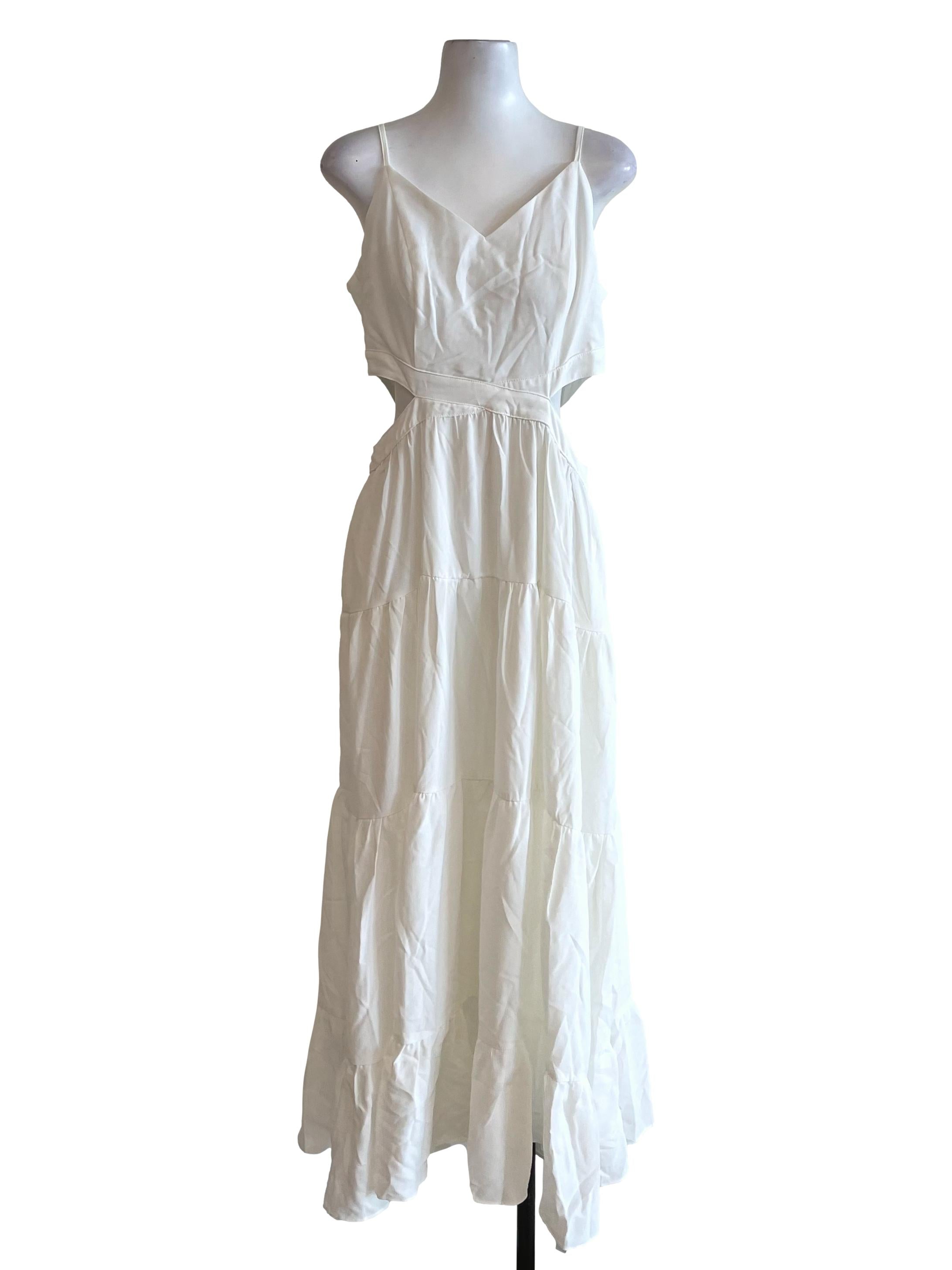 White Open Waist Tiered Dress