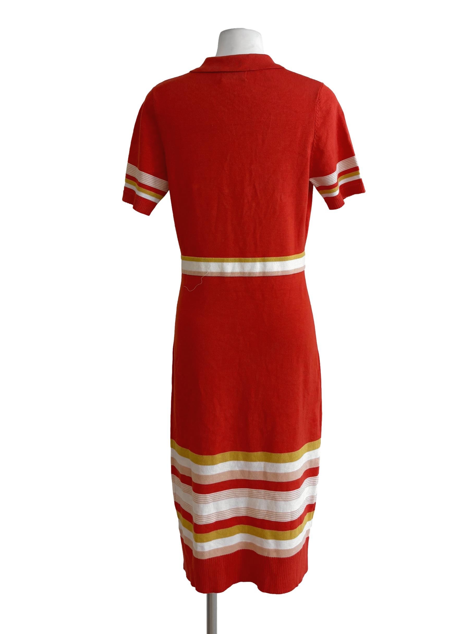 Flame Orange Striped Knit Dress