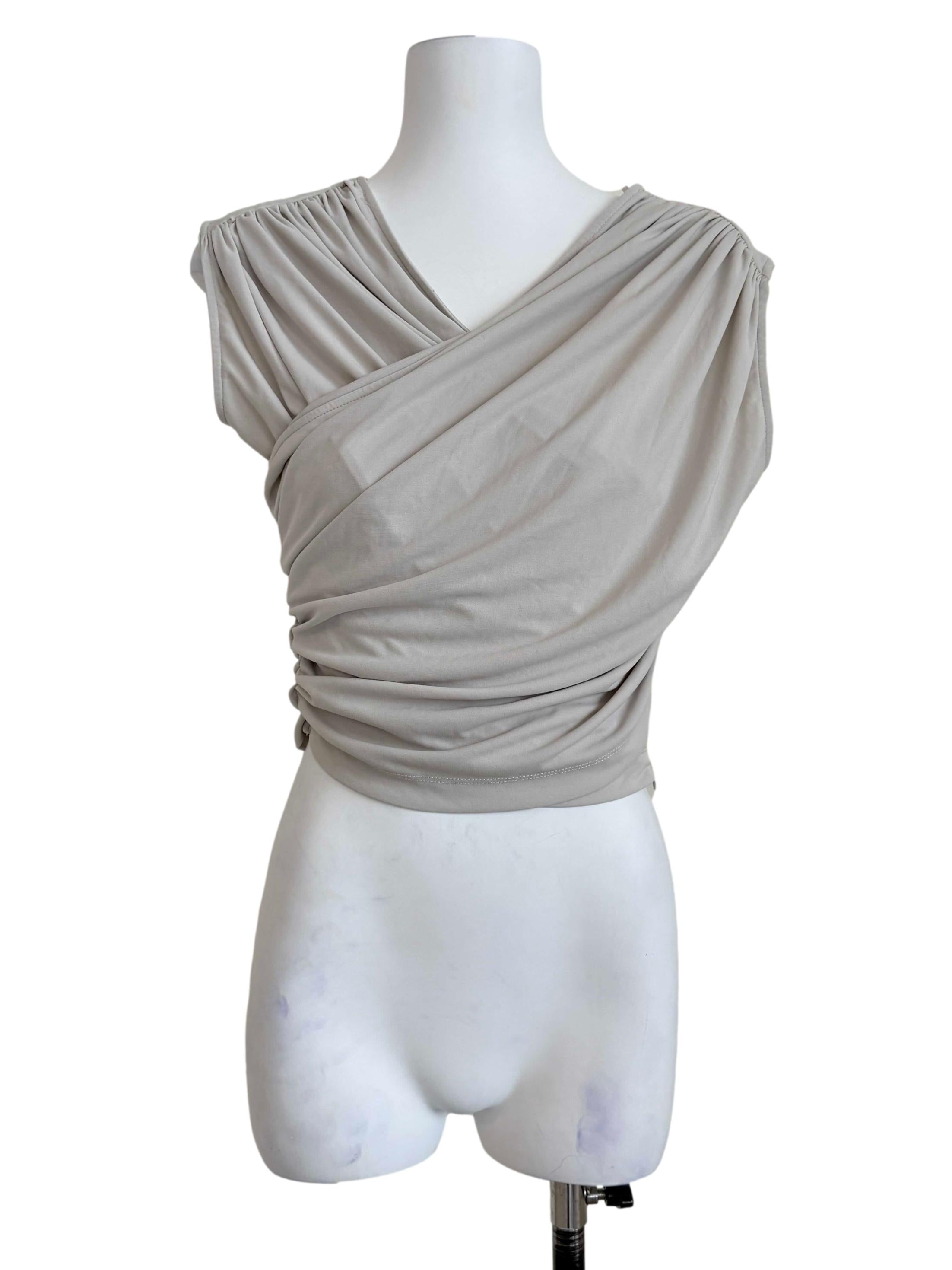 Bone Beige Draped Wrap Top