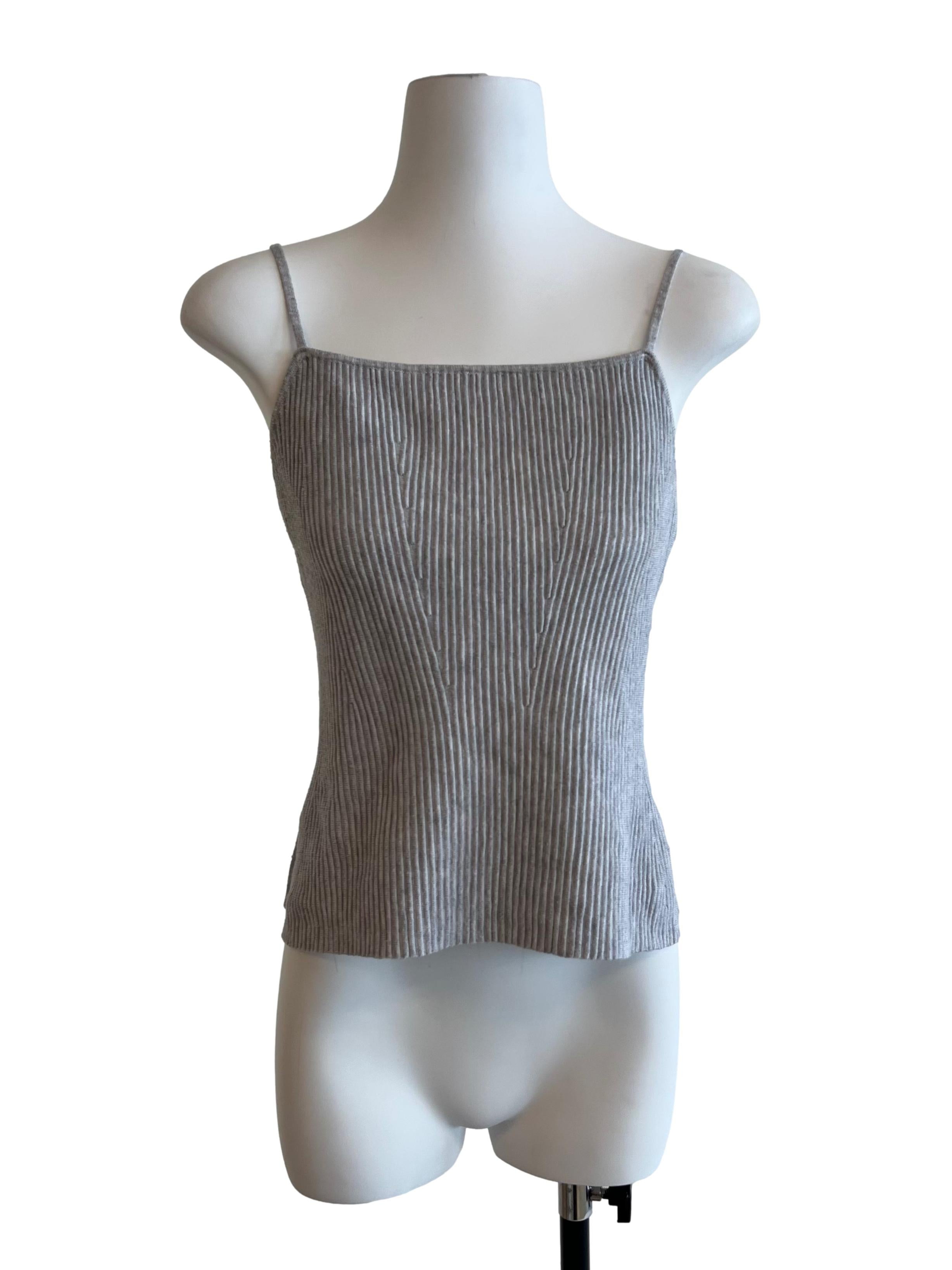 Grey Ribbed Knitted Sleeveless Top
