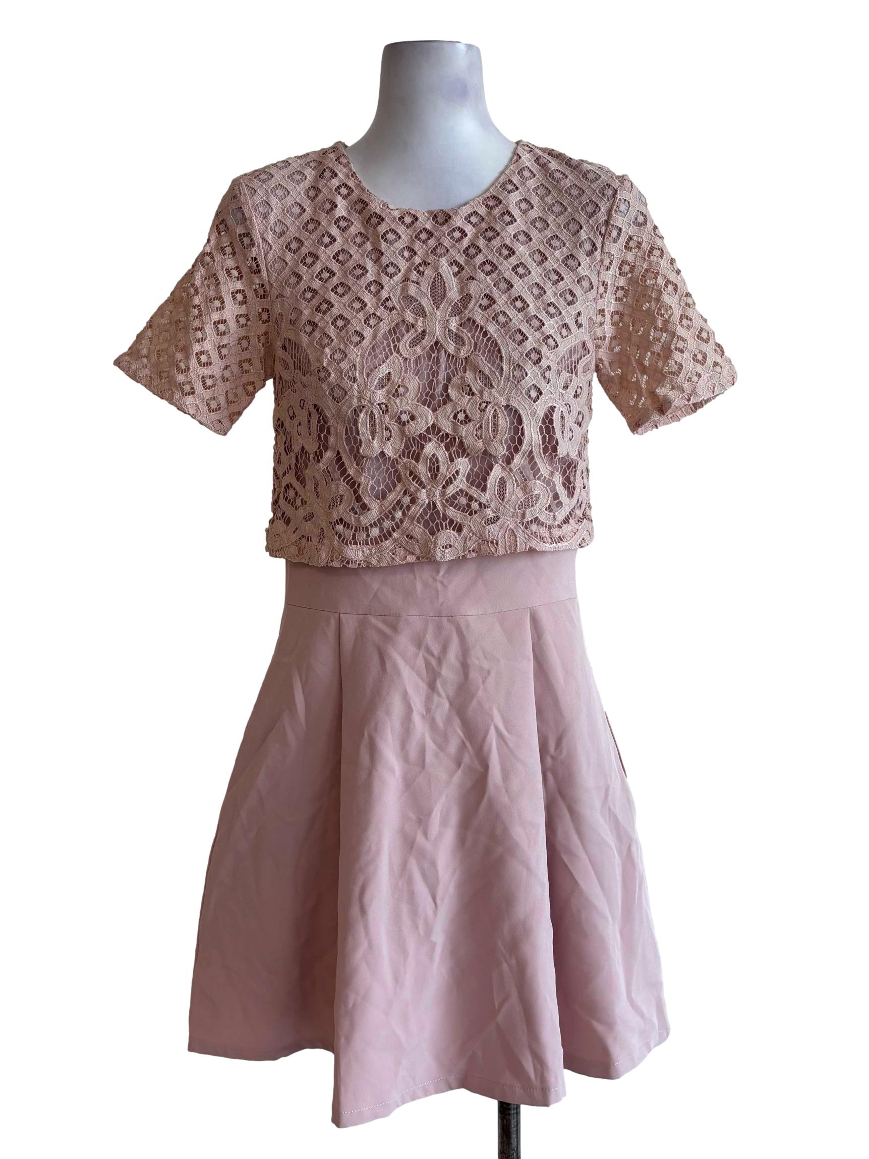 Pale Pink Lace Top Dress