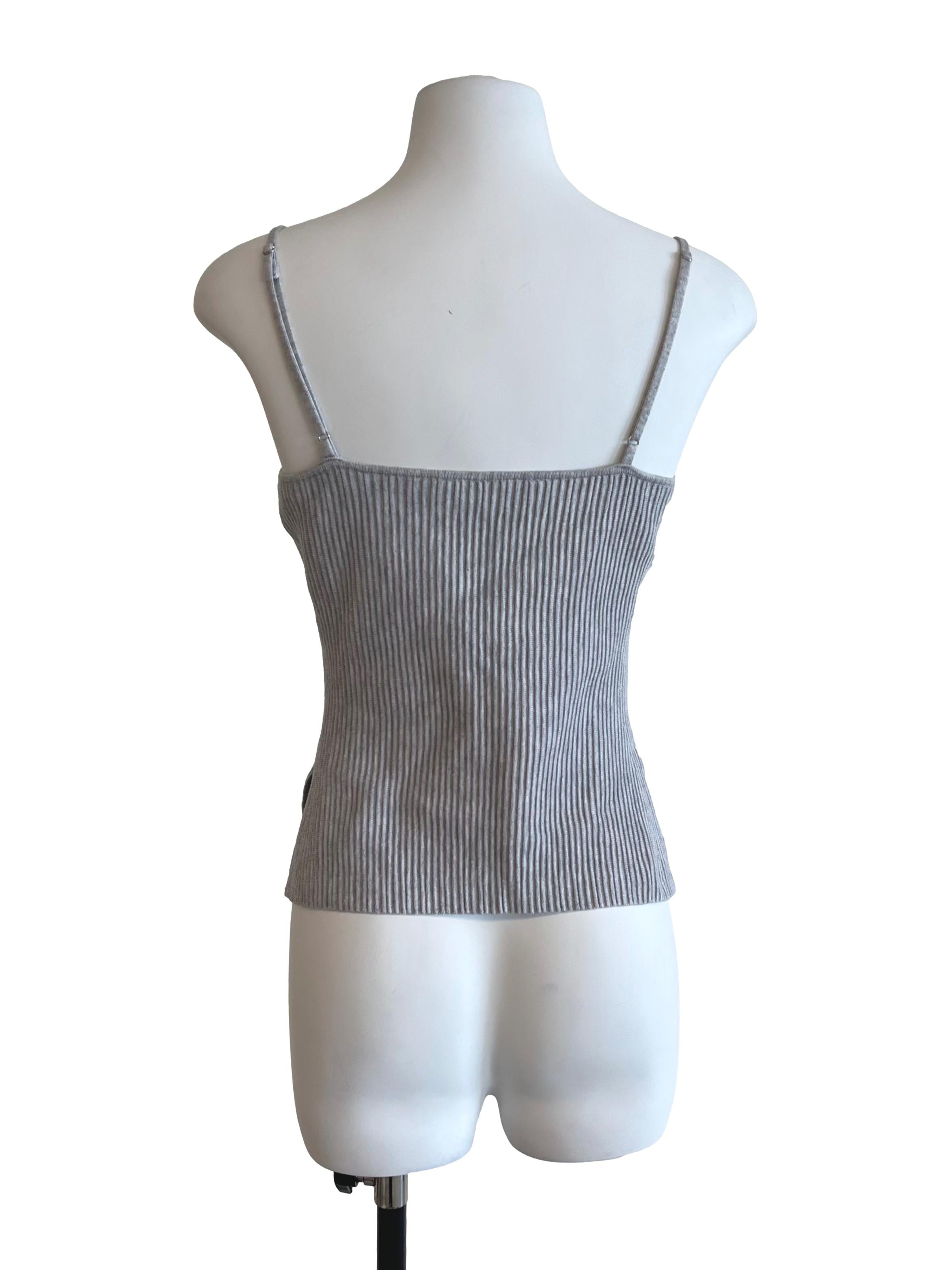 Grey Ribbed Knitted Sleeveless Top