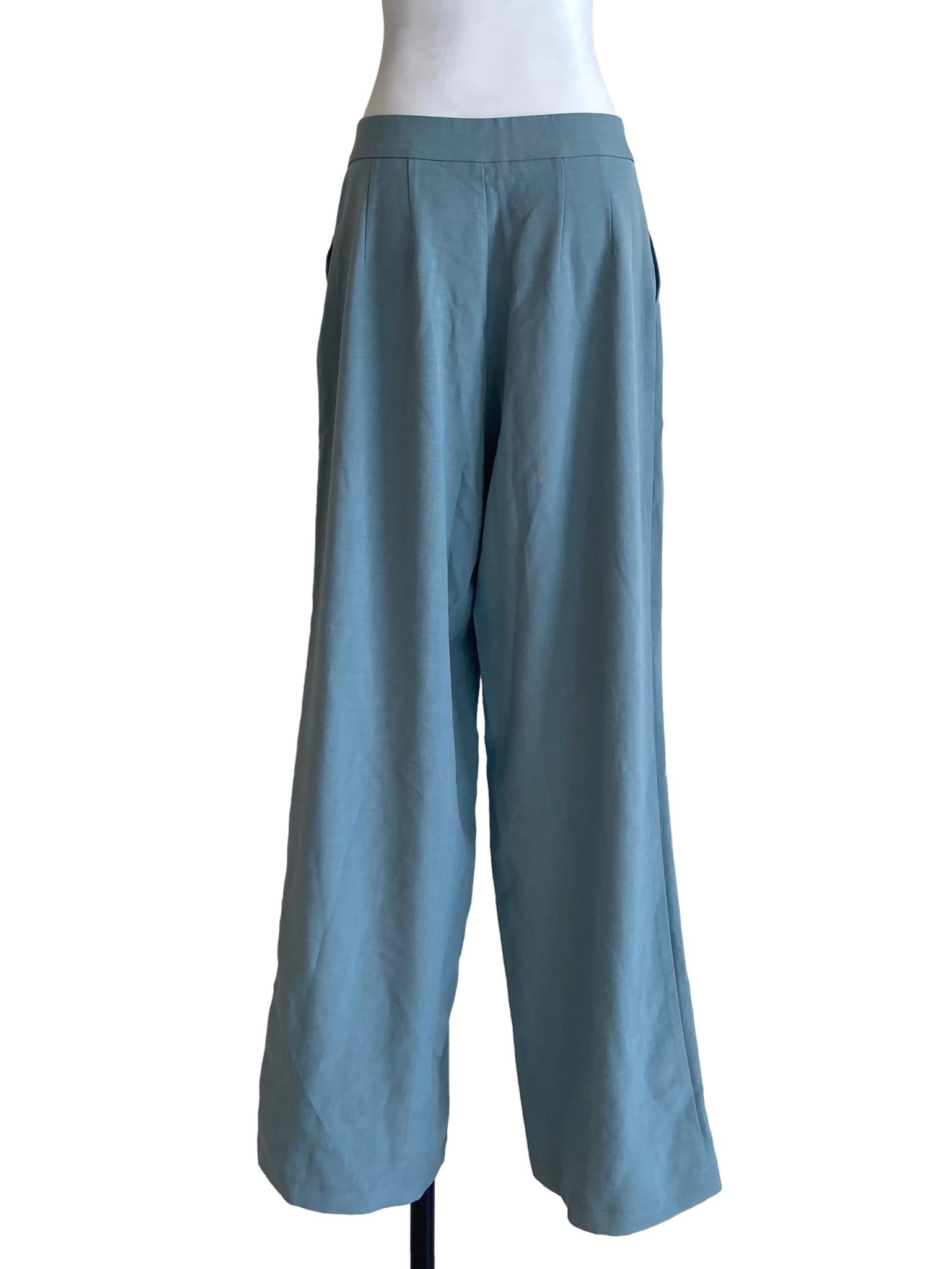Mint Green Formal Straight Pants