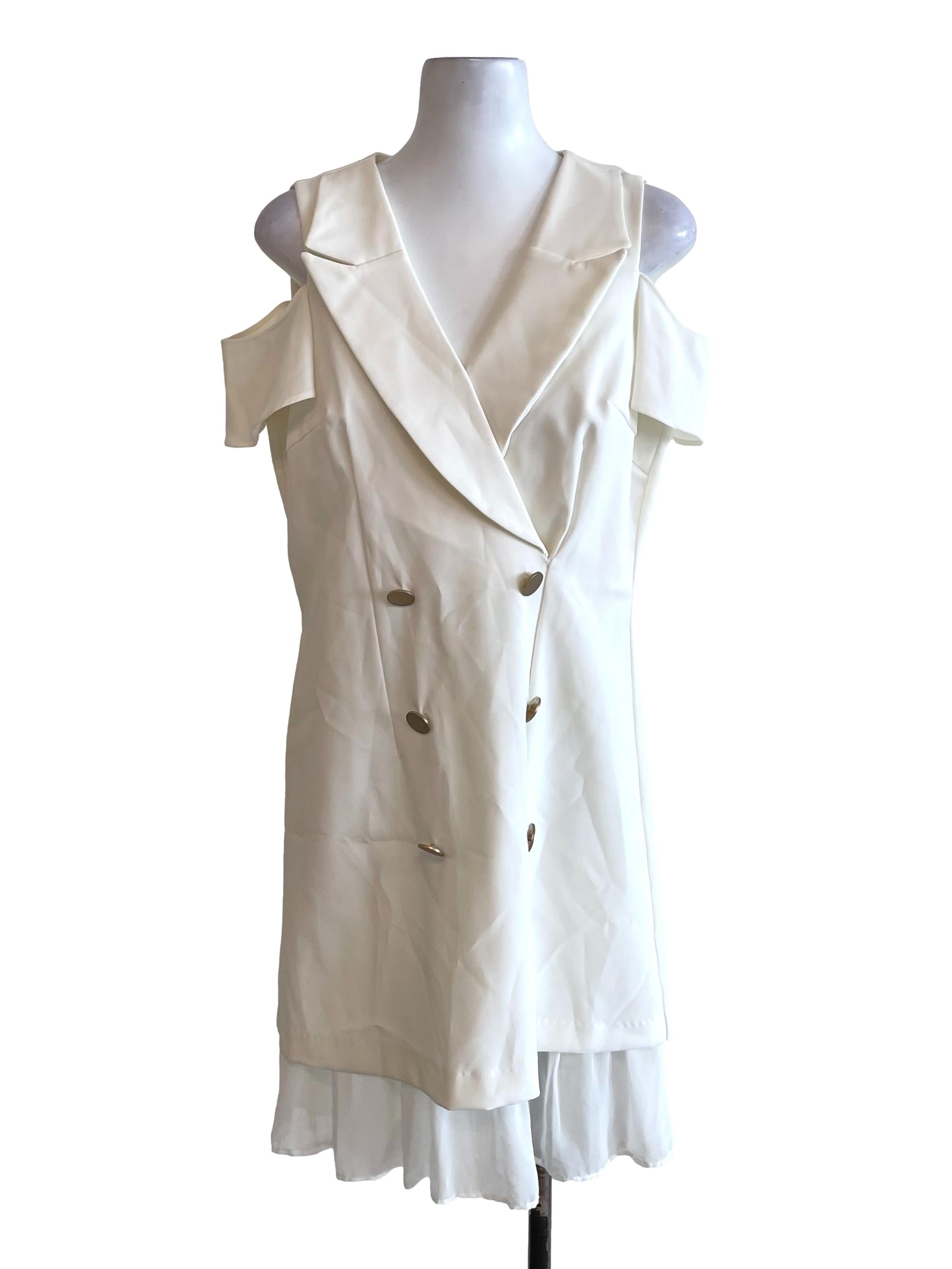 White Off Shoulder Suit Dress