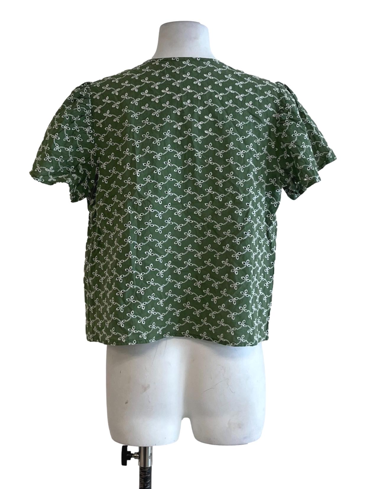 Sage Green Jewel Neckline Blouse