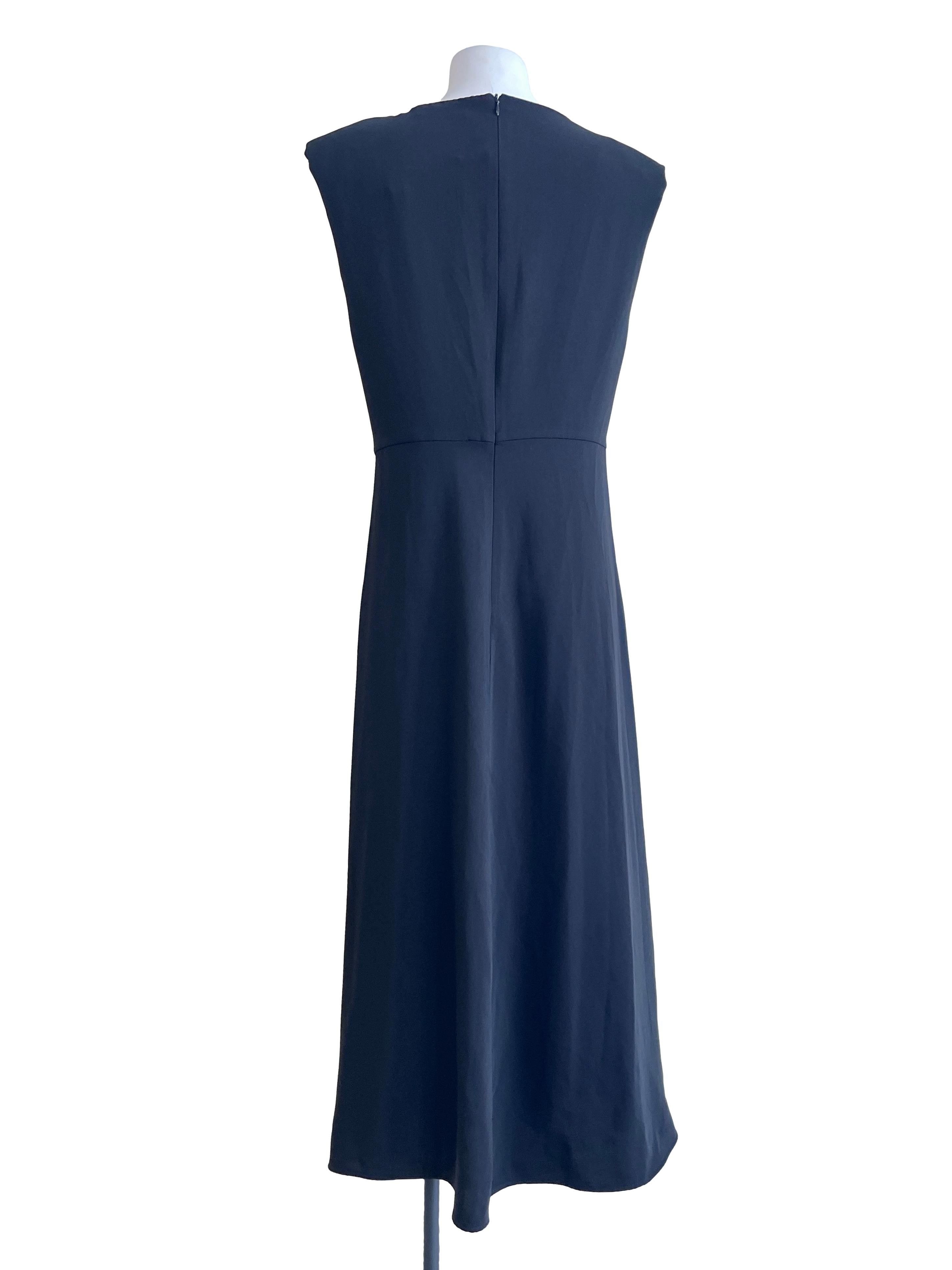 Onyx Black V-Neck Sleeveless A-Line Dress