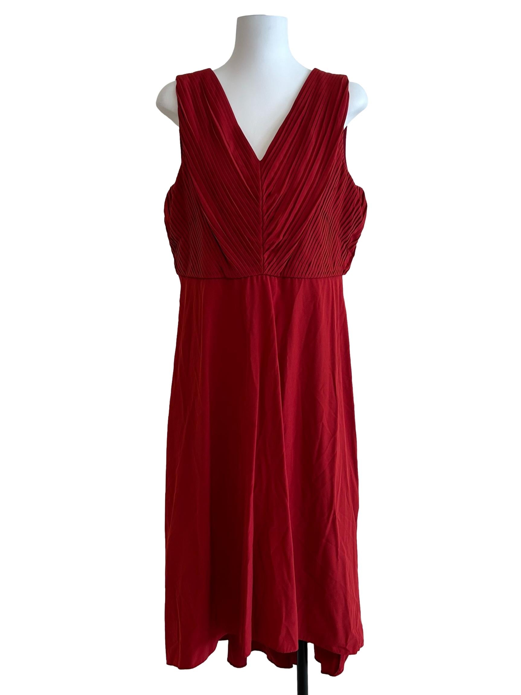 Candy Red Pleated Dress