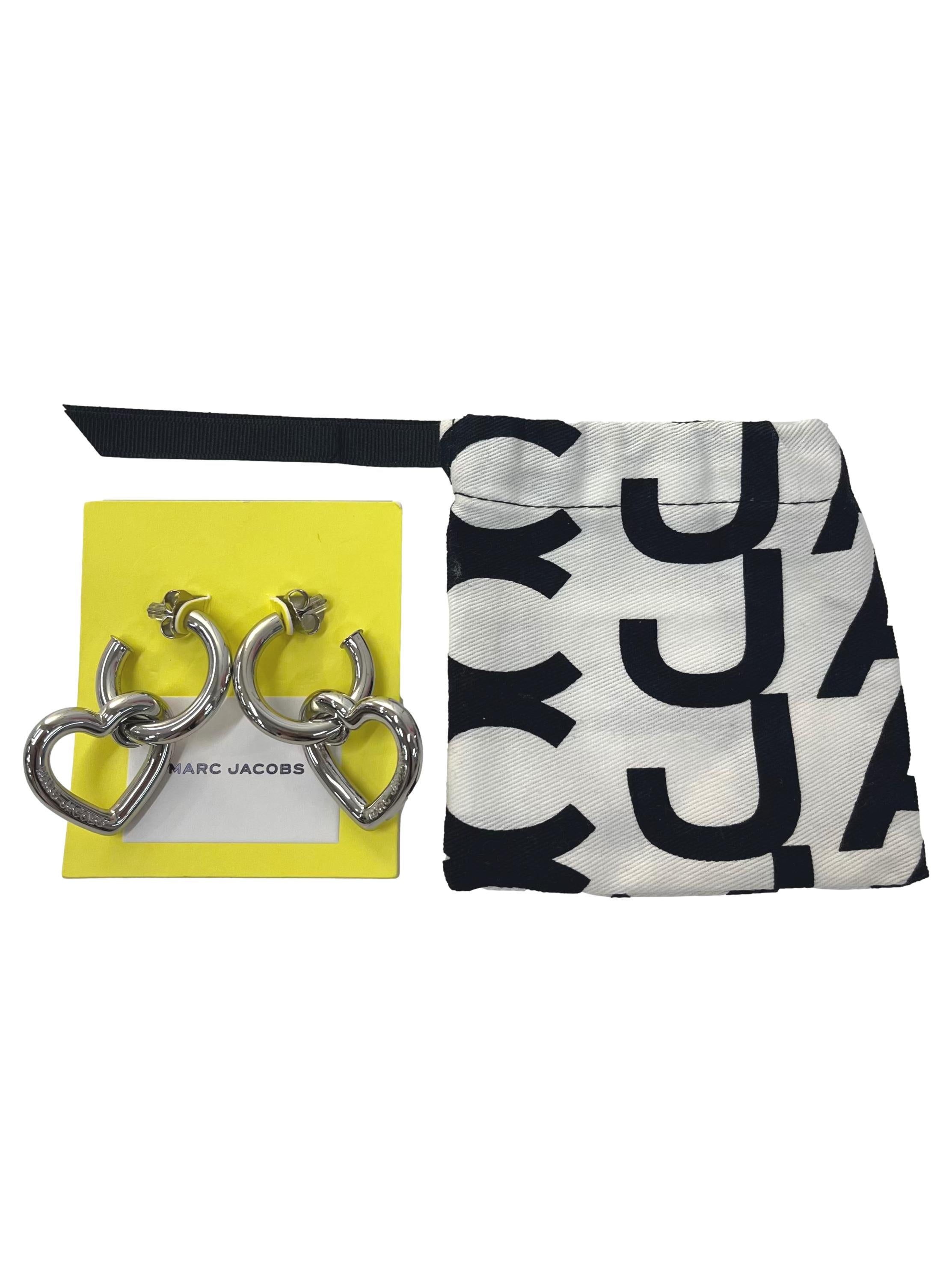 Silver The Charmed Double Heart Hoops Earrings In Silver CSN