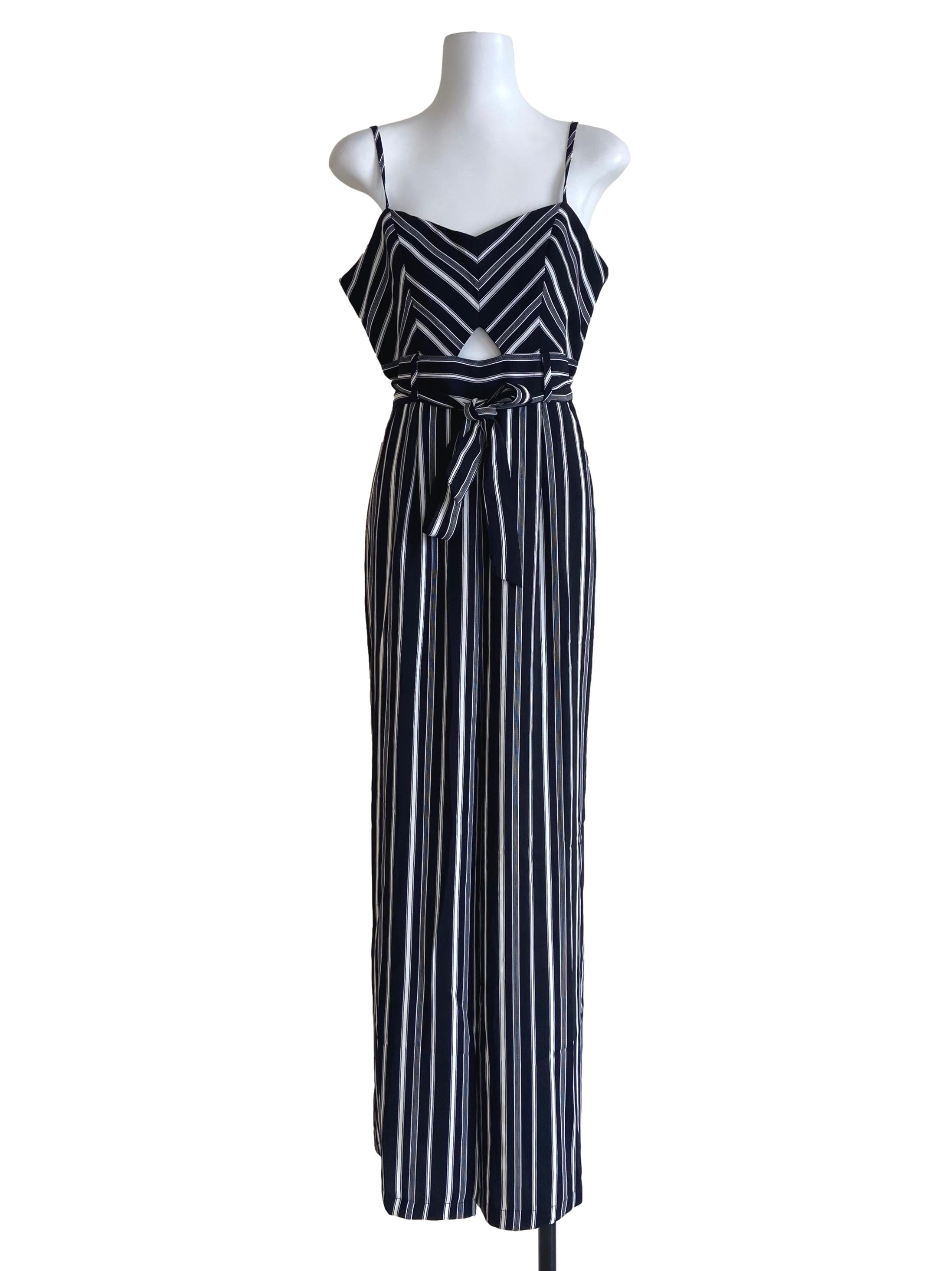 Black & White Stripe Sleeveless Jumpsuit