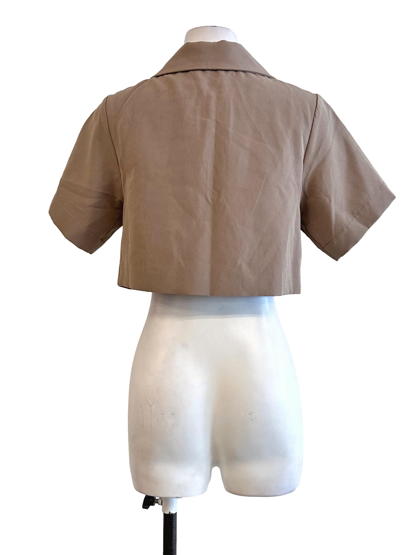 Coffee Brown Collar Top