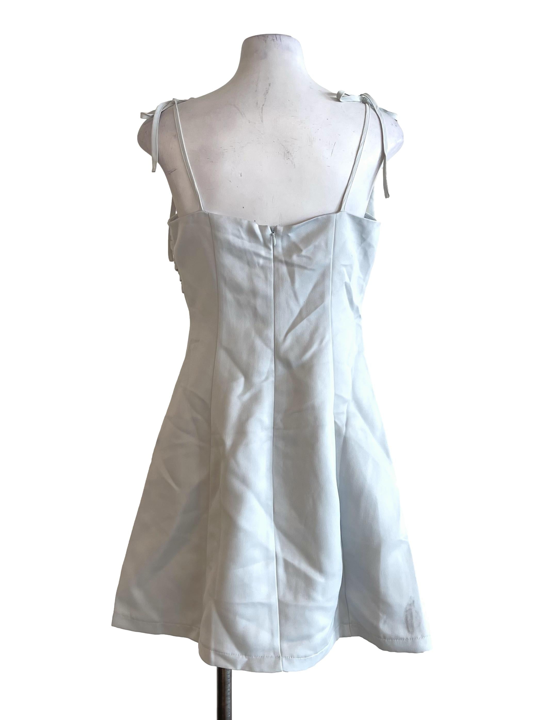 Pale Blue A-Line Pearl Dress