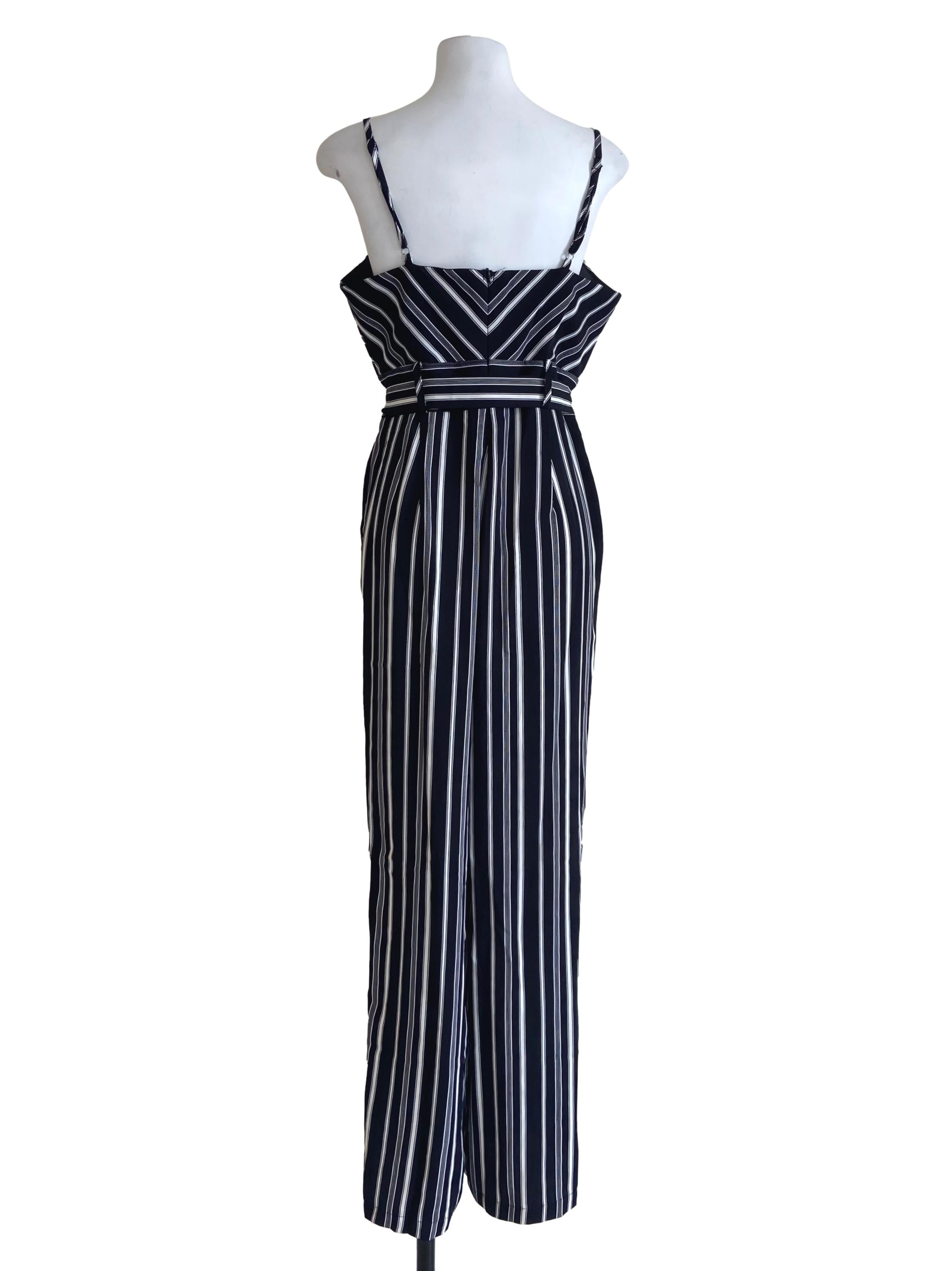 Black & White Stripe Sleeveless Jumpsuit