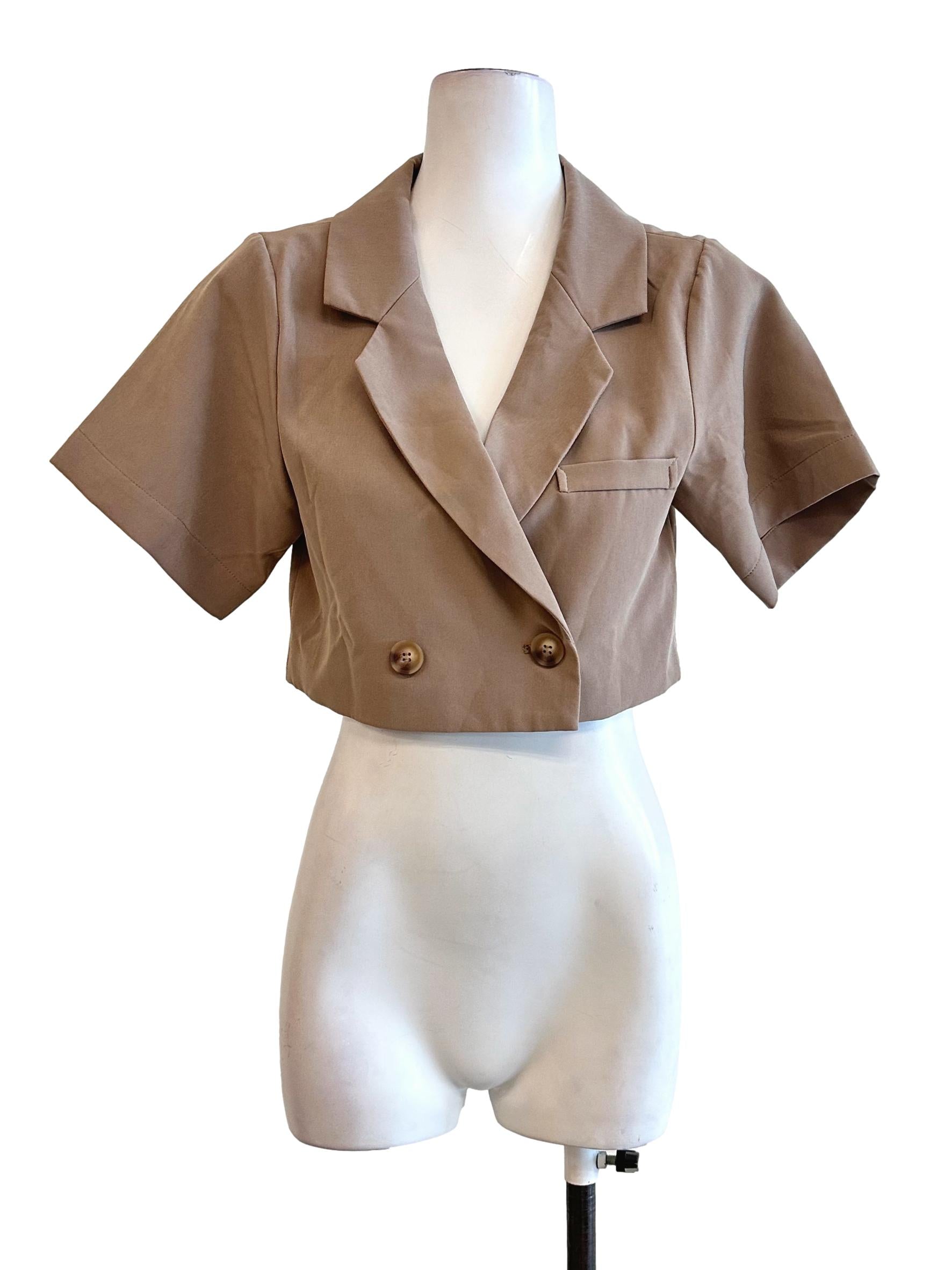Coffee Brown Collar Top