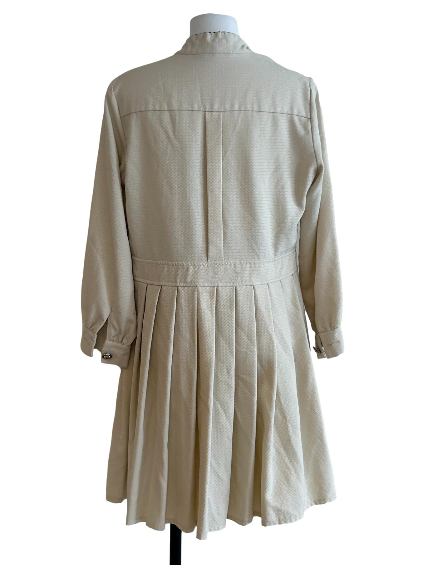 Beige Pleated Mini Dress