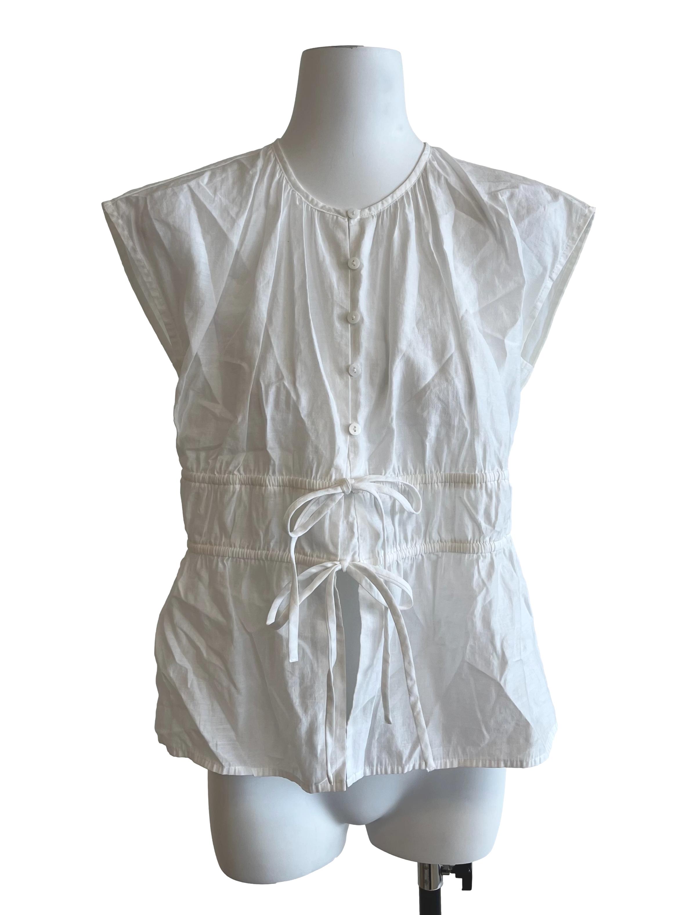 White Button Down Peplum Blouse