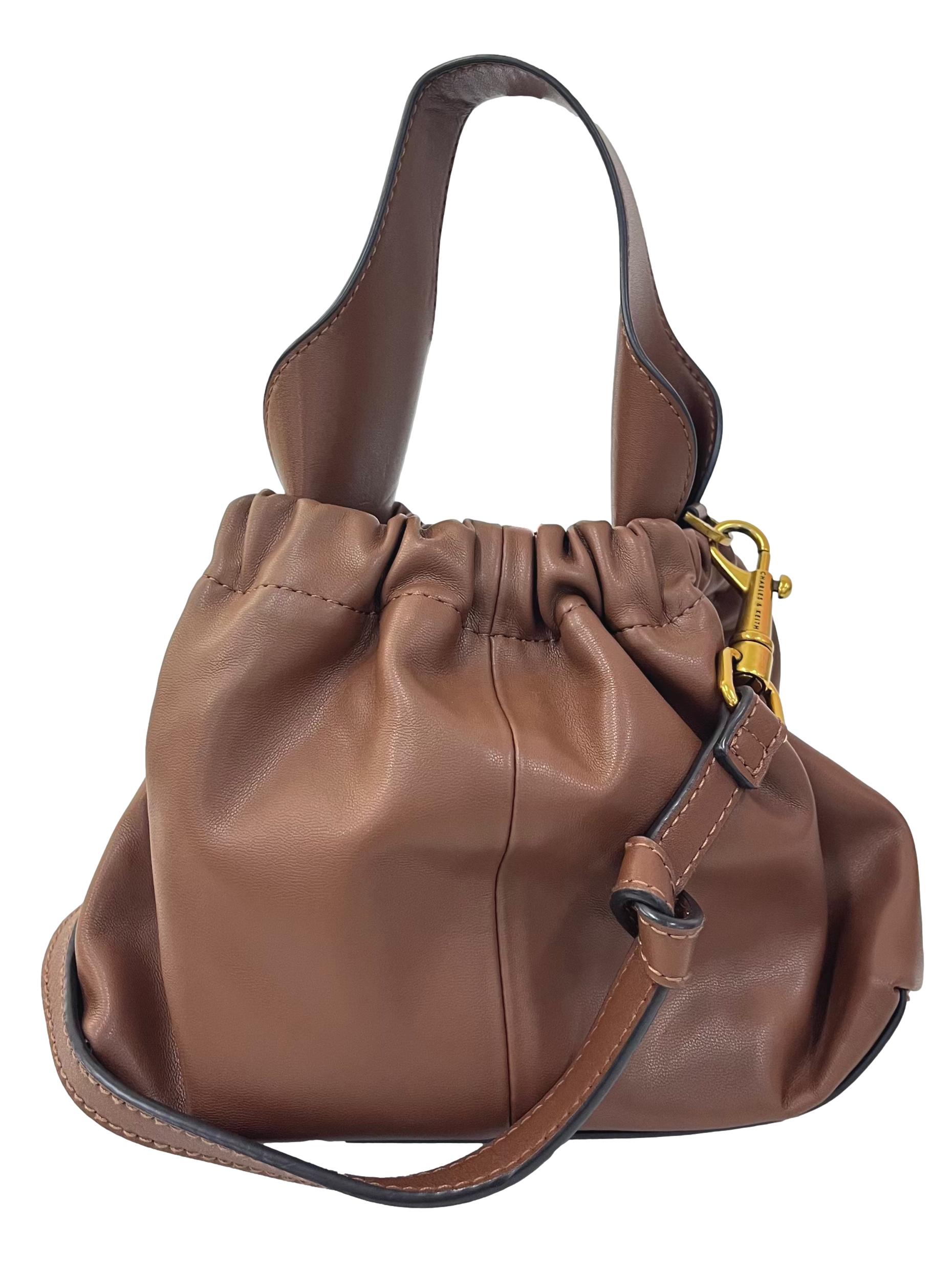 Brown Ally Ruched Handle Bag