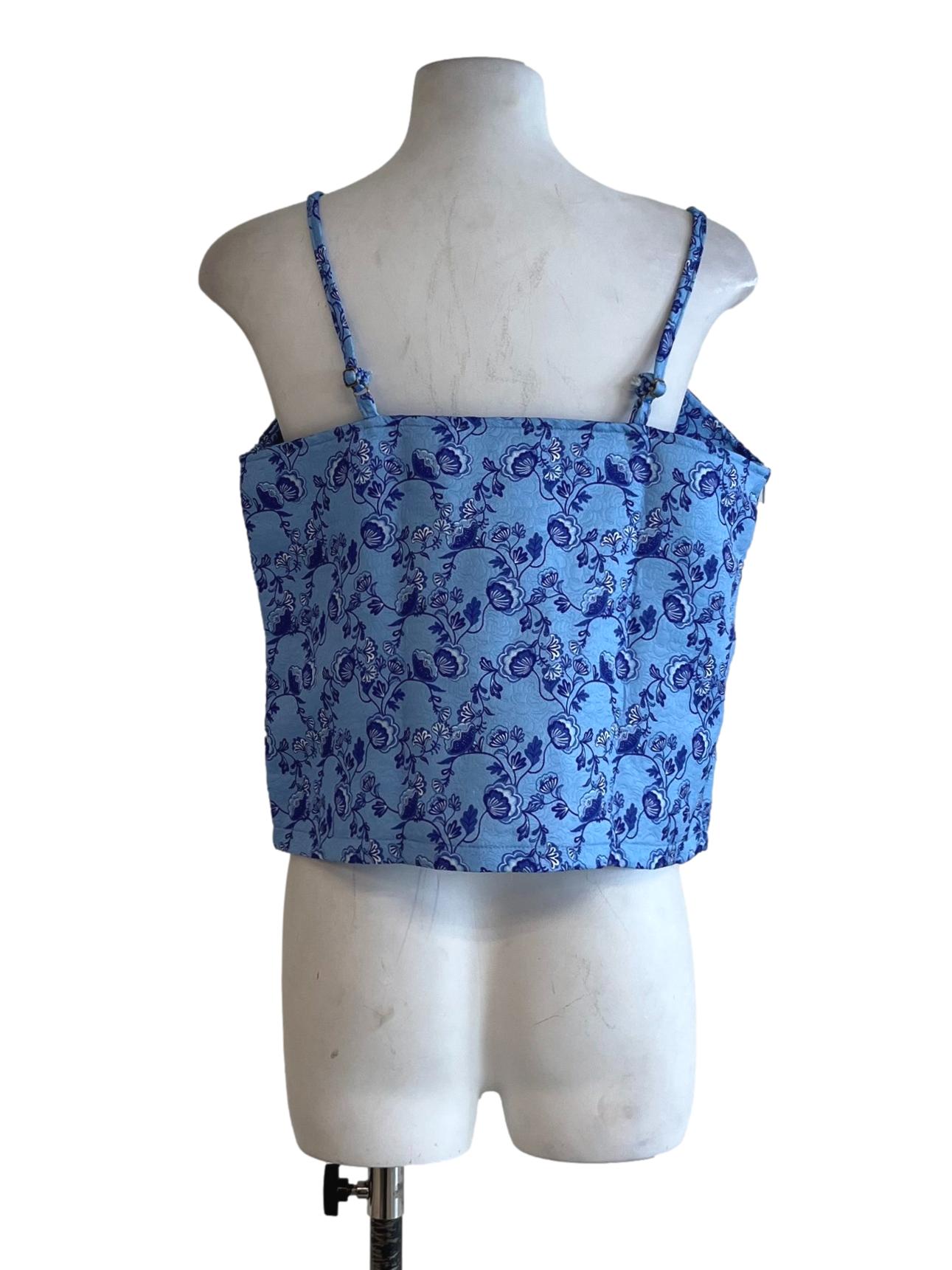 Blue Floral Sleeveless Top
