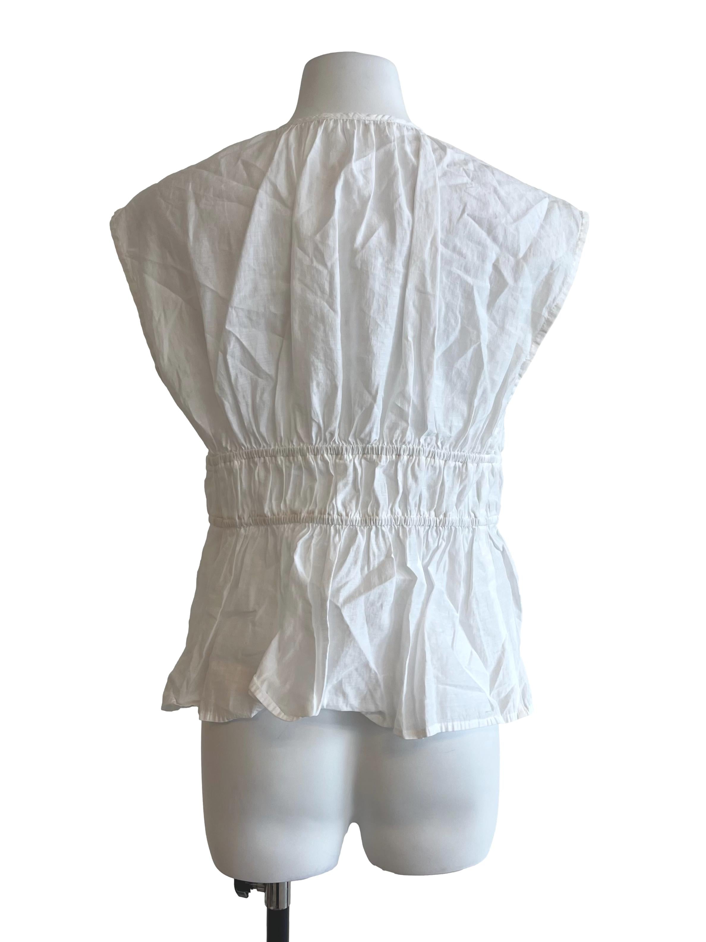White Button Down Peplum Blouse