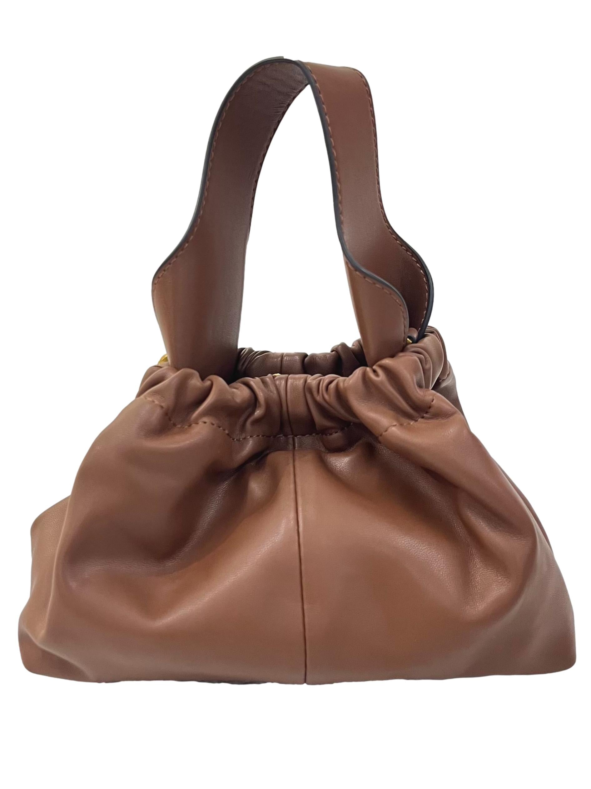 Brown Ally Ruched Handle Bag