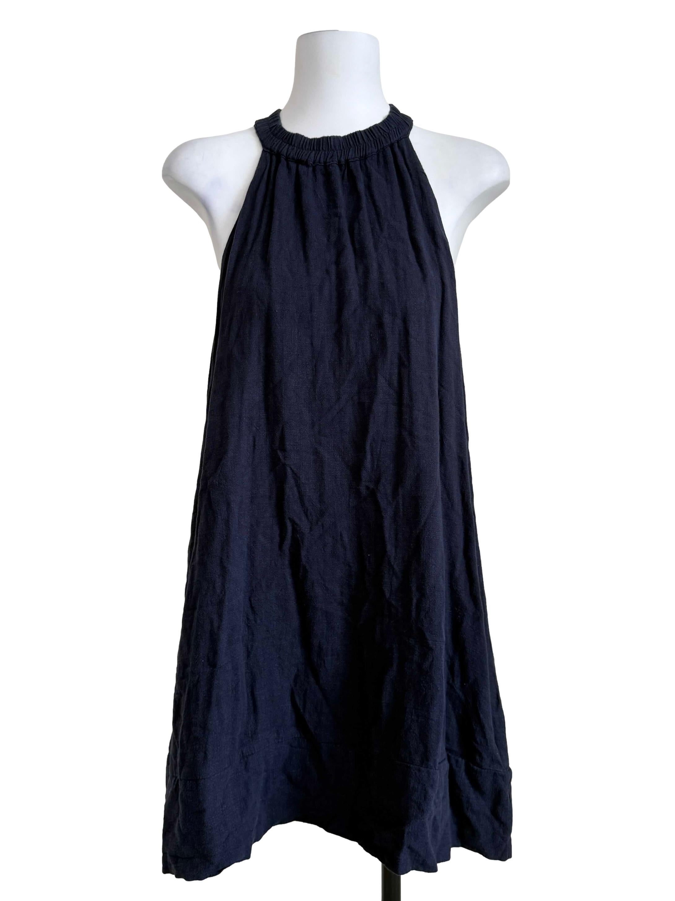 Denim Blue Halter Neck Dress