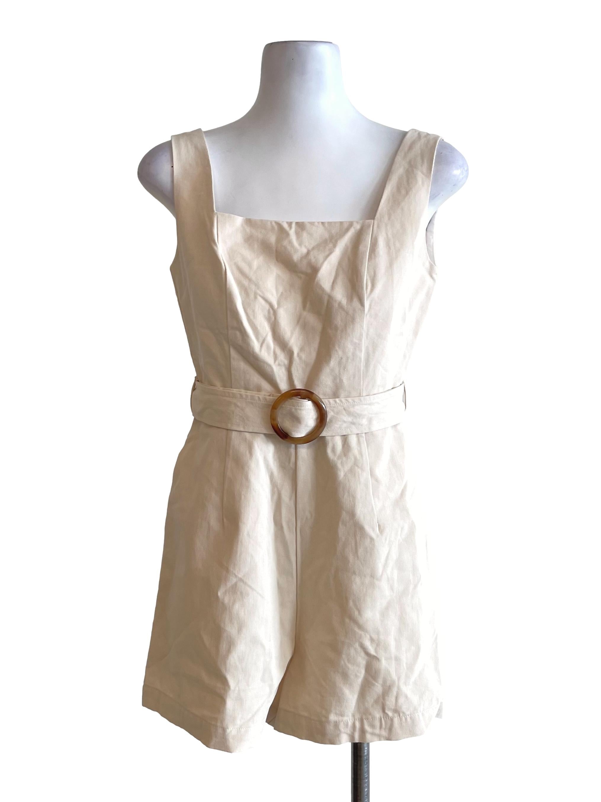 Cream High Waist Romper