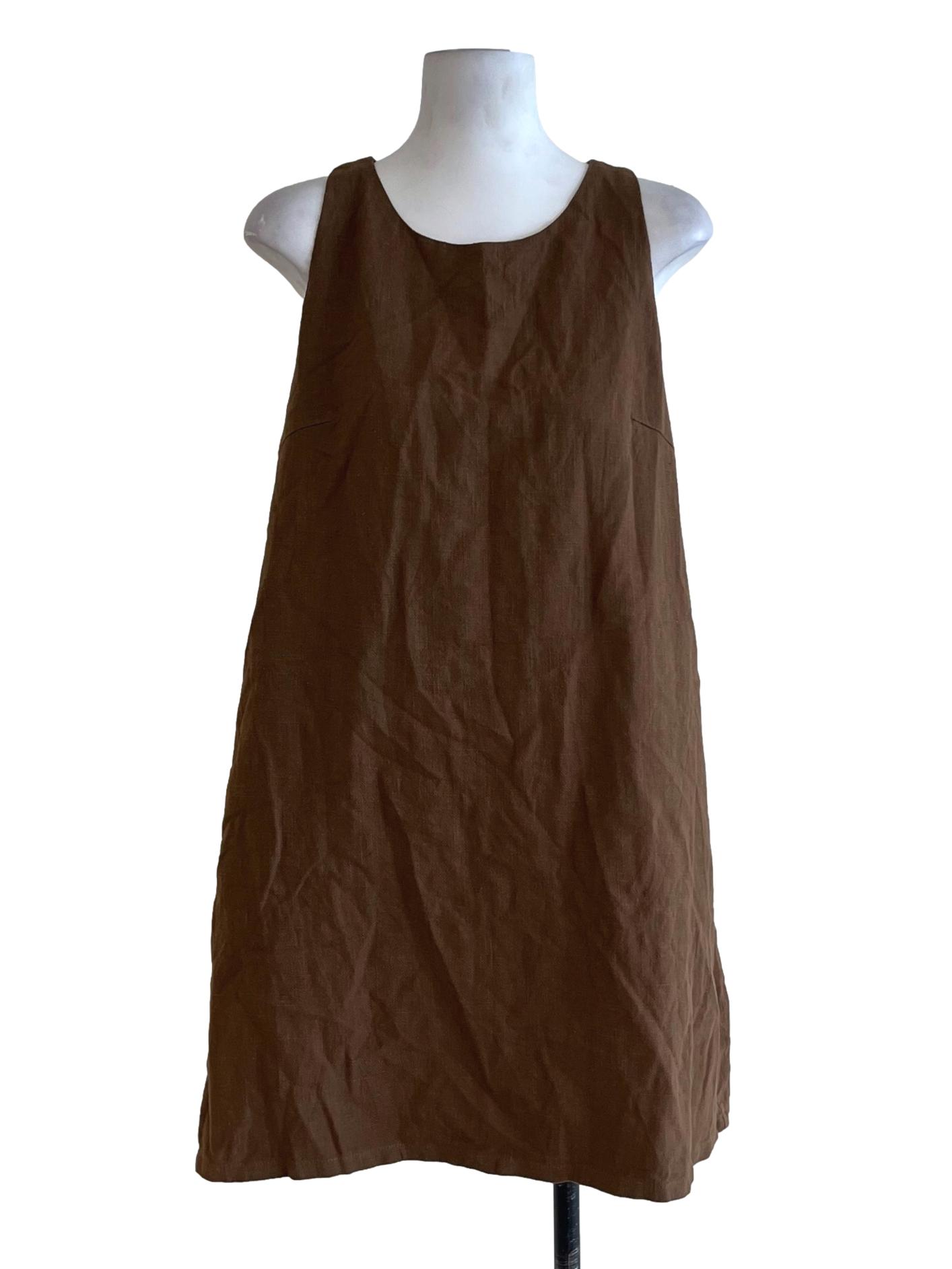 Cedar Brown Jewel Neckline Shift Dress