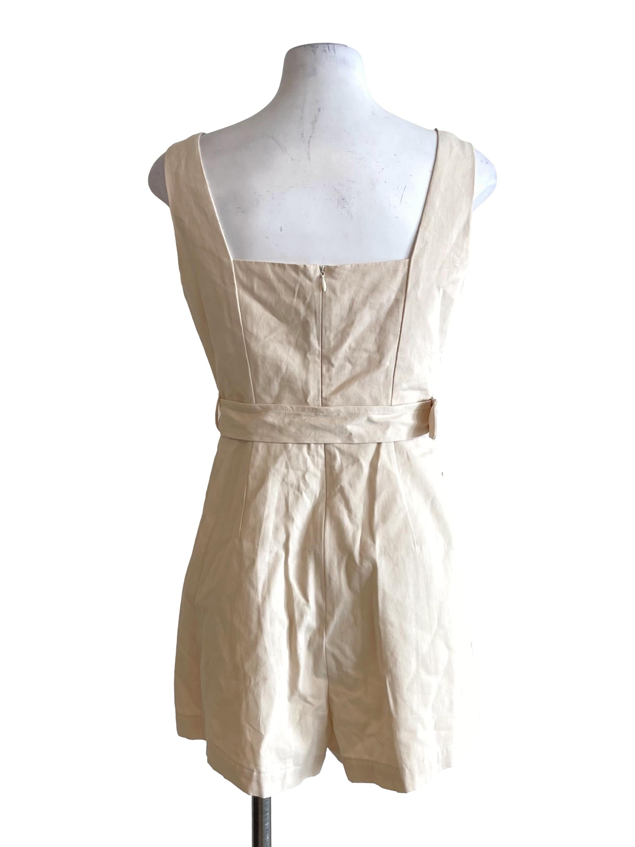 Cream High Waist Romper