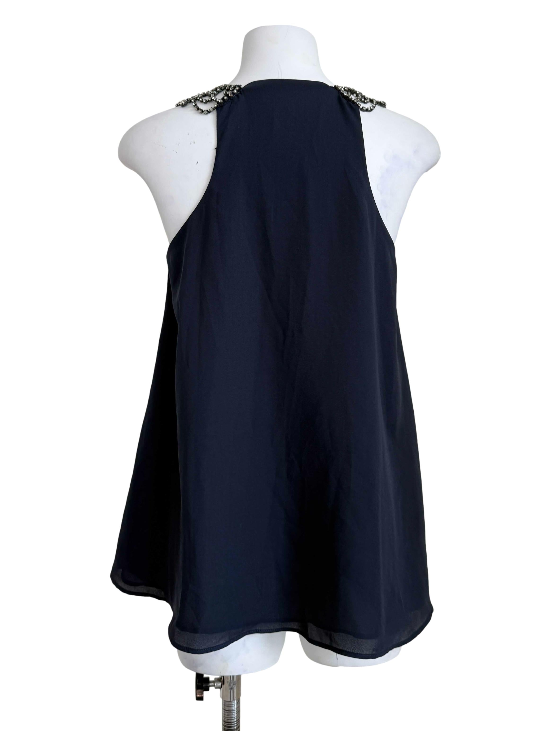 Navy Blue V-Neck Top