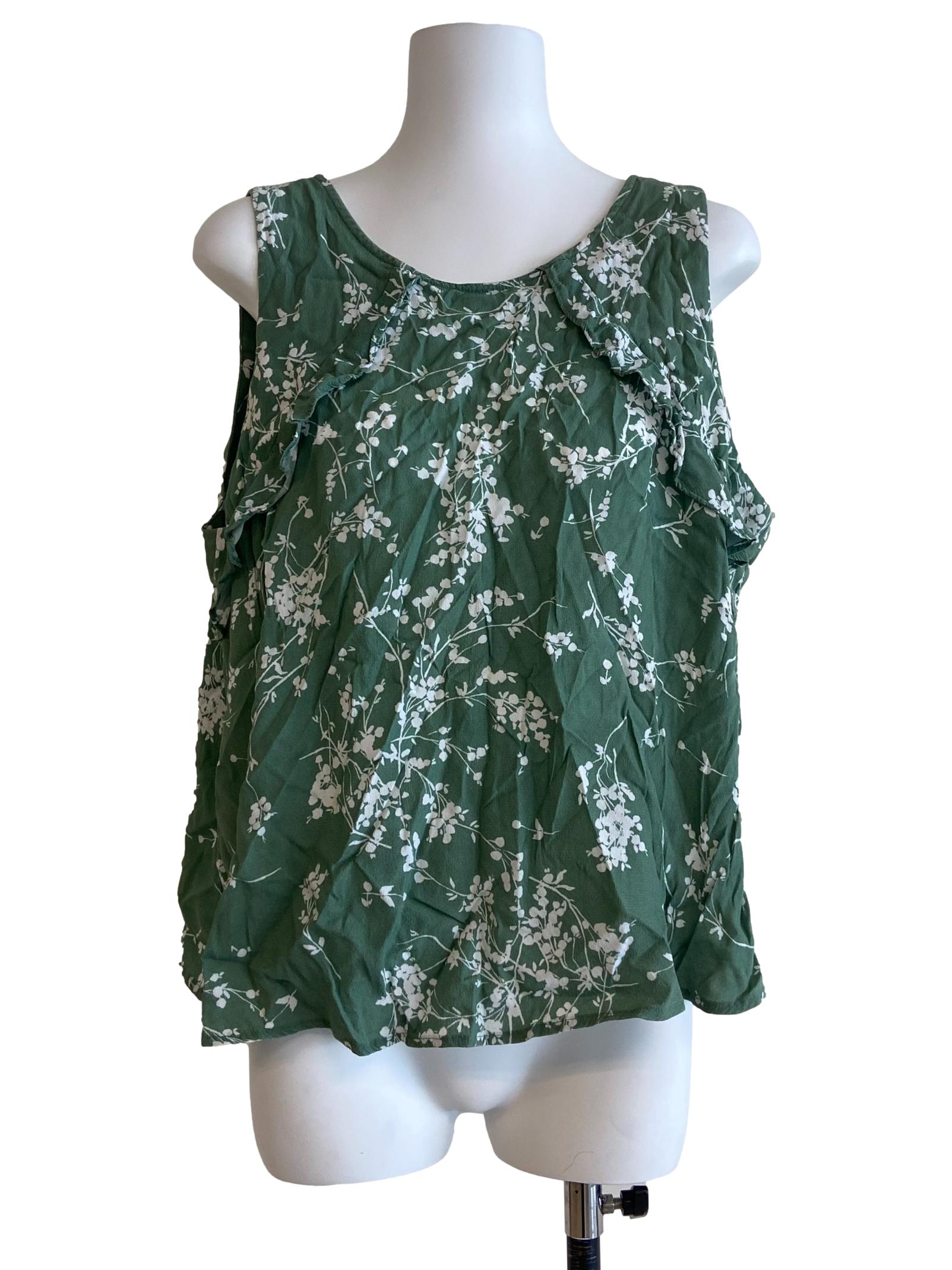 Mint Green Sleeveless Floral Blouse