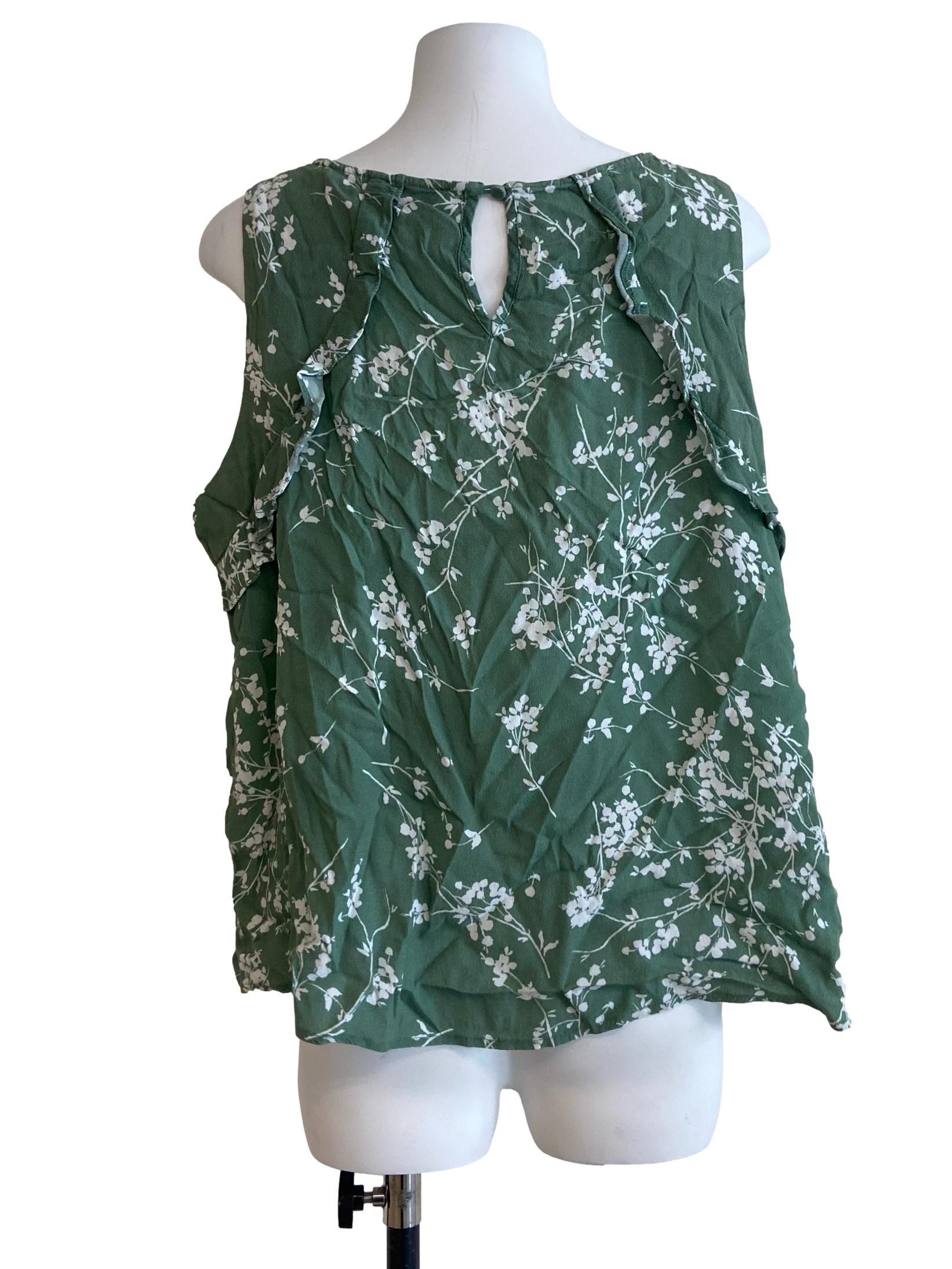 Mint Green Sleeveless Floral Blouse